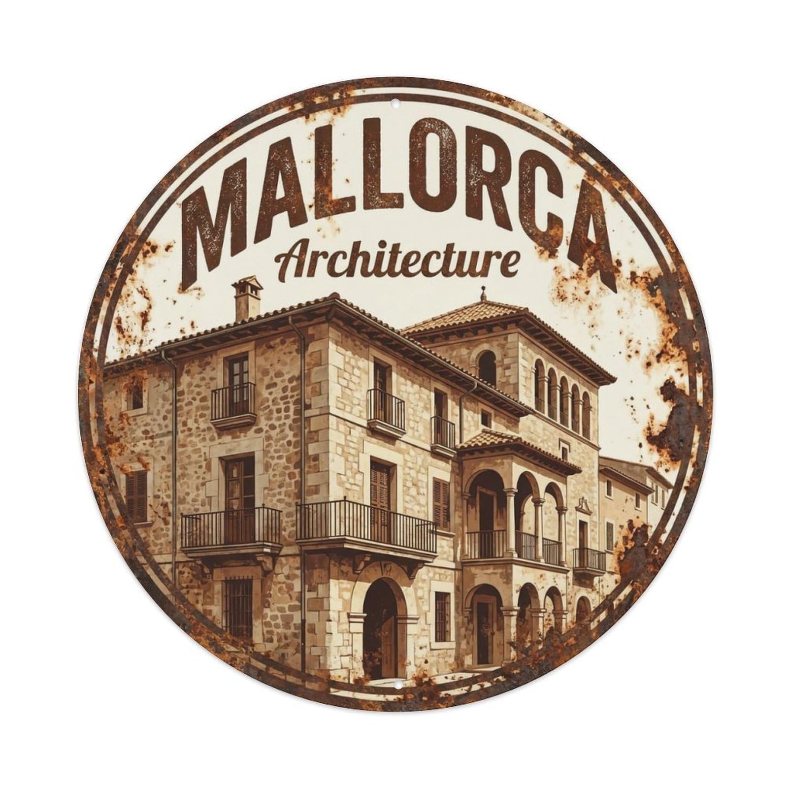 Vintage Travel Mallorca Spain Building Metal Tin Sign