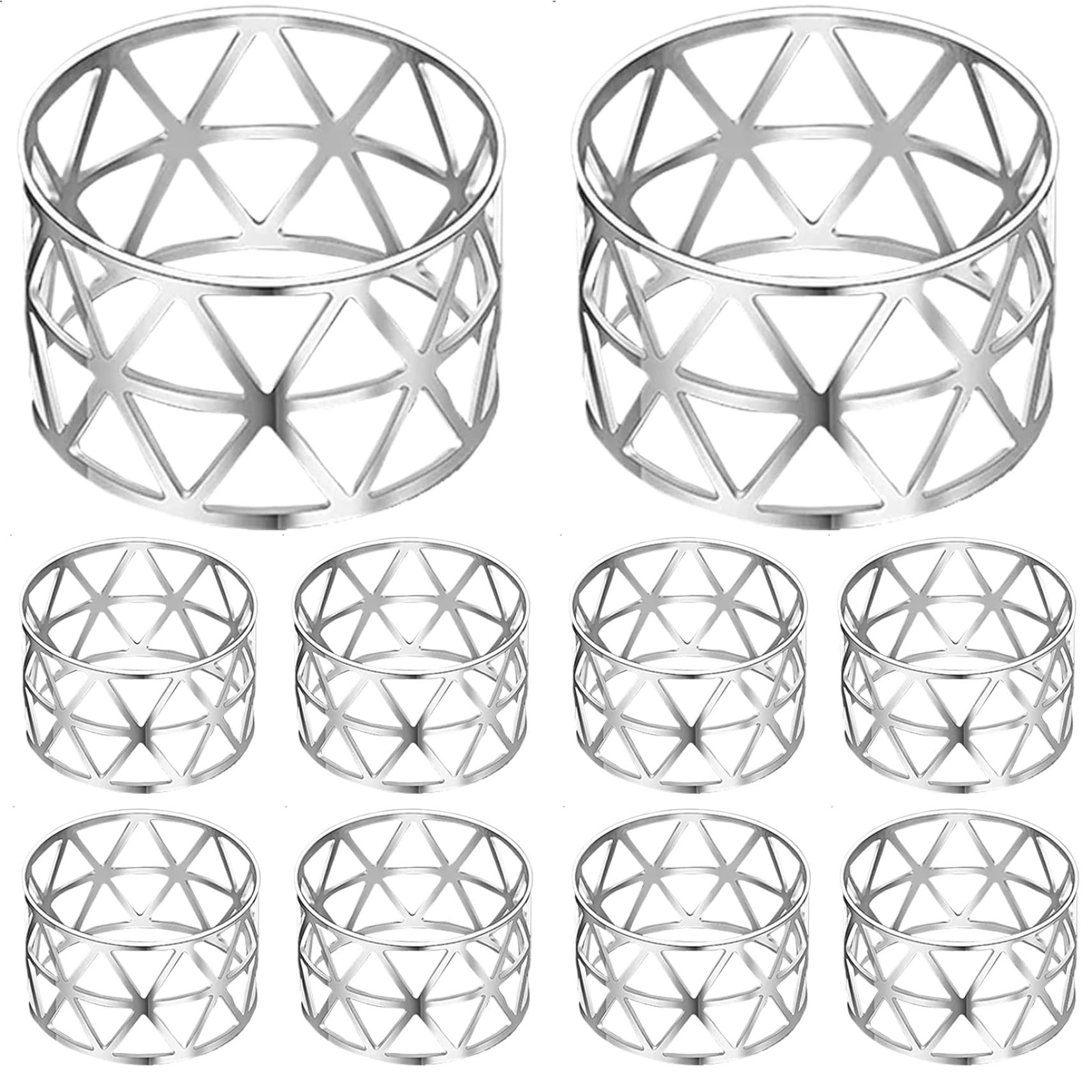 Vistnale Dining Table Decor, Napkin Rings 10PCS 1.8x1.2 Inch Silver Napkin Rings Metal Ring Holders for Dining, Anniversary, Birthday, Christmas