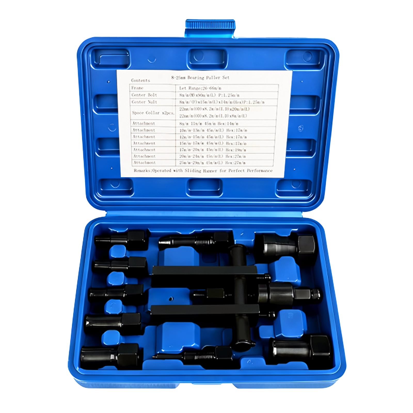 Set di estrattori per cuscinetti interni, 8 – 25 mm, estrattore cuscinetti a sfera – 10 pezzi attrezzi per moto e bicicletta – robusto estrattore per cuscinetti interni con valigetta per smontaggio