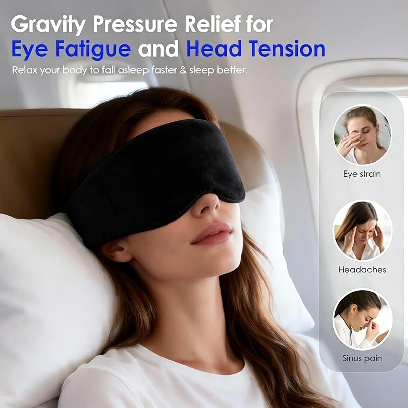 Maschera Occhi Zavorrata Per Pressione Lieve E Blocco Luce Totale, Schermo | Maschera Zavorrata Per Viaggio Casa Hotel Aereo Meditazione Diurna Stanza Luminosa
