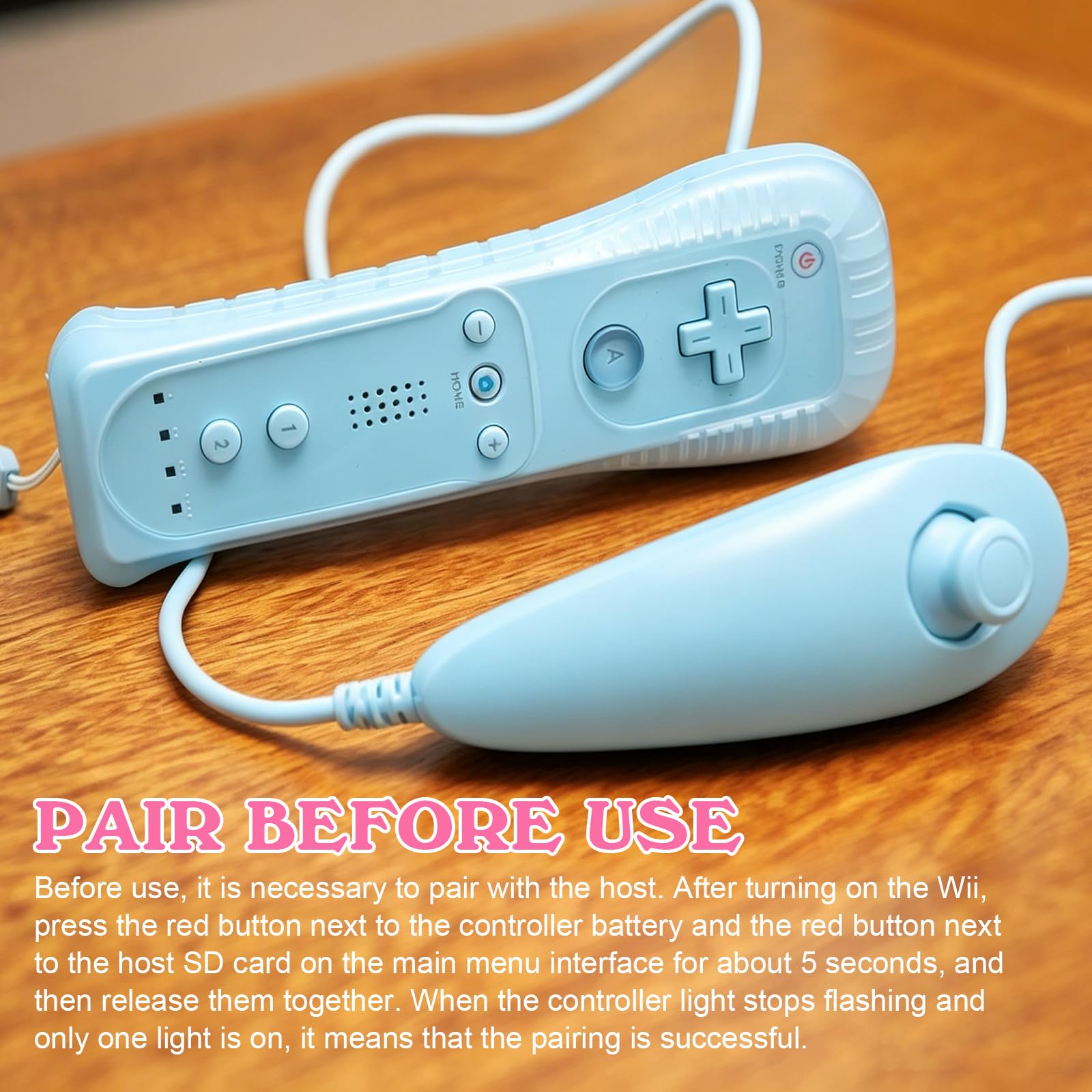 Keltorio Pack de 2 manettes Wii Remote : Manette Wii Remote avec Nunchuk, manette Nunchuk pour Wii Remote Plus, joystick de remplacement (Rose + Bleu)
