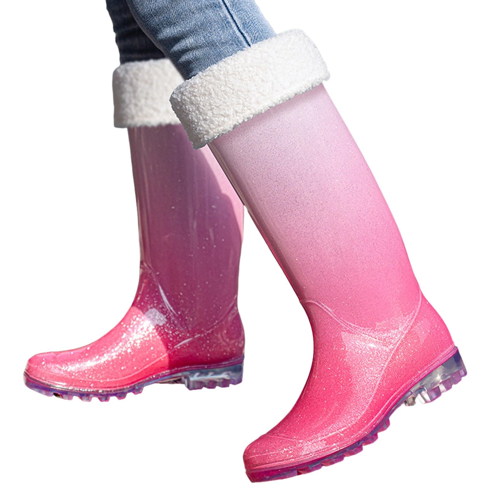 Botas de goma para mujer, botas de lluvia altas e impermeables, antideslizantes, resistentes a la abrasión, zapatos de lluvia, cómodos, ligeros, impermeables, para exteriores, días lluviosos, jardín