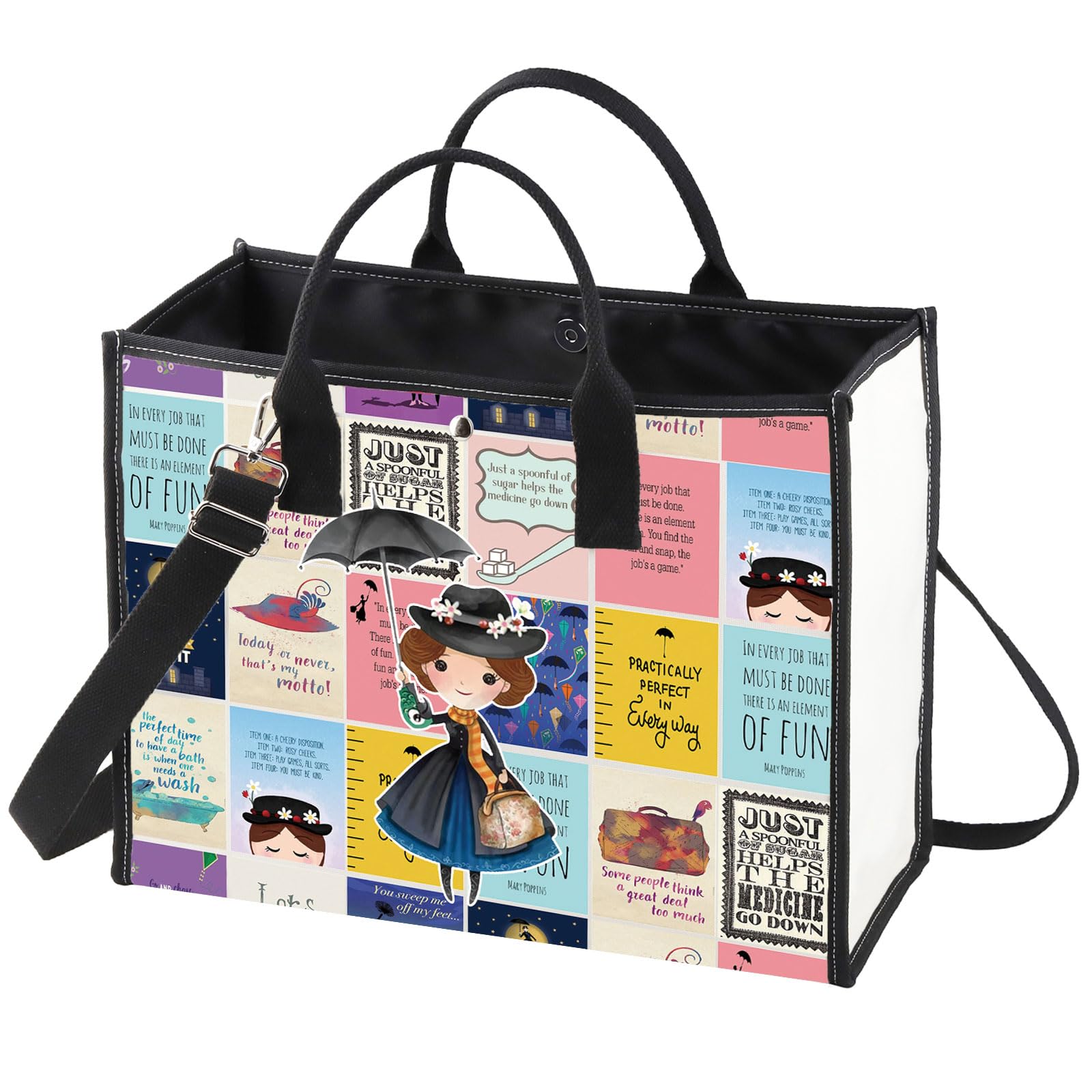 WZMPA Mary Tote Bag Mary Fans Gift Practically Perfect In Every Way Reusable Grocery Bag Theater Drama Merchandise