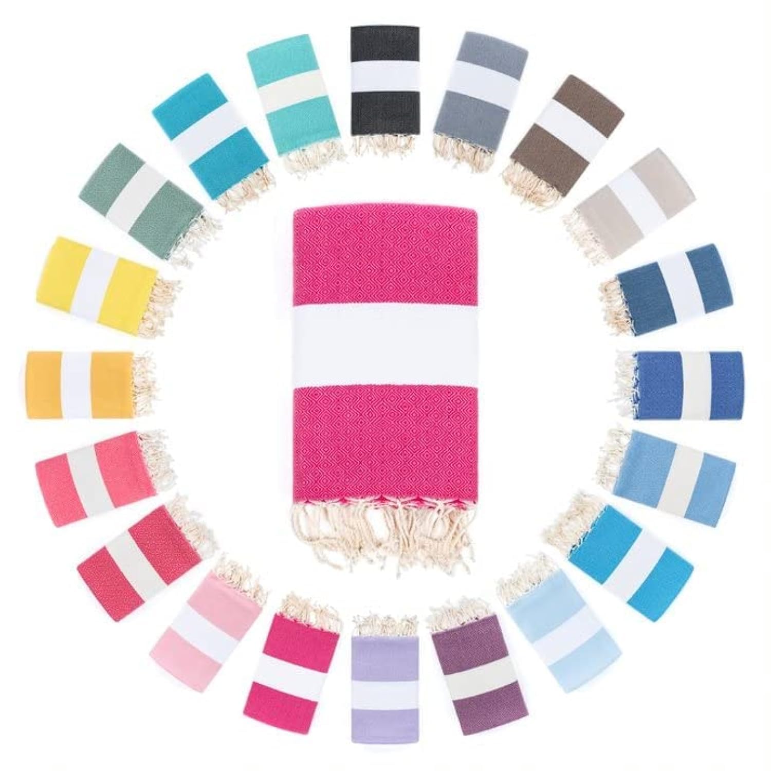 Darido Fuchsia Pink Handmade Diamond Fouta Hammam Towel - Xxl Sauna, Bath, & Beach Towel 100 X 200 Cm - 100% Cotton - Lightweight, Soft & Absorbent - Multiuse & Practical