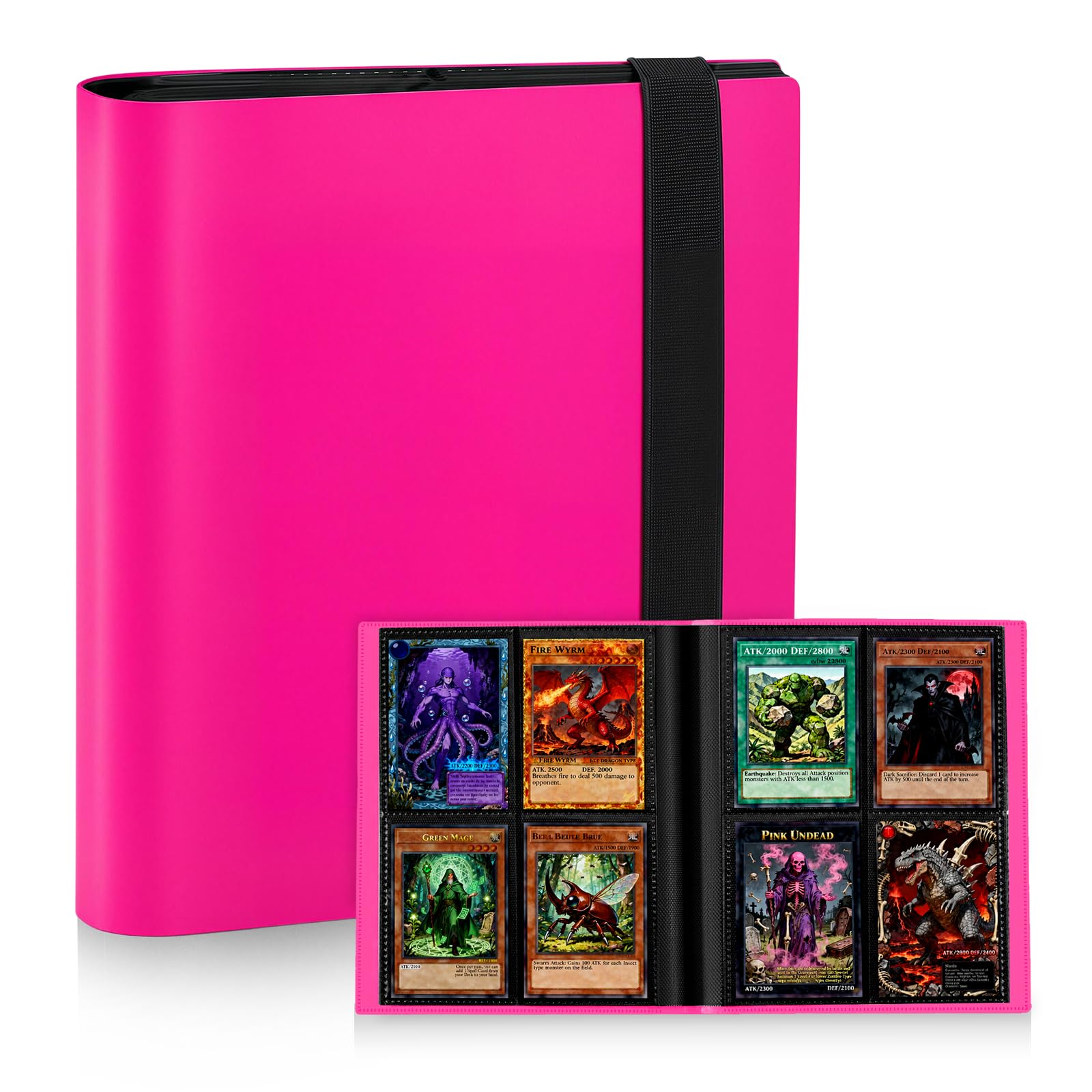 Trading Card Binder, 4 Pockets Card Binder Album Fit for MTG Baseball Football Sports Cards, 160 Card Book Holder Album (1, Rose Red) — image 1