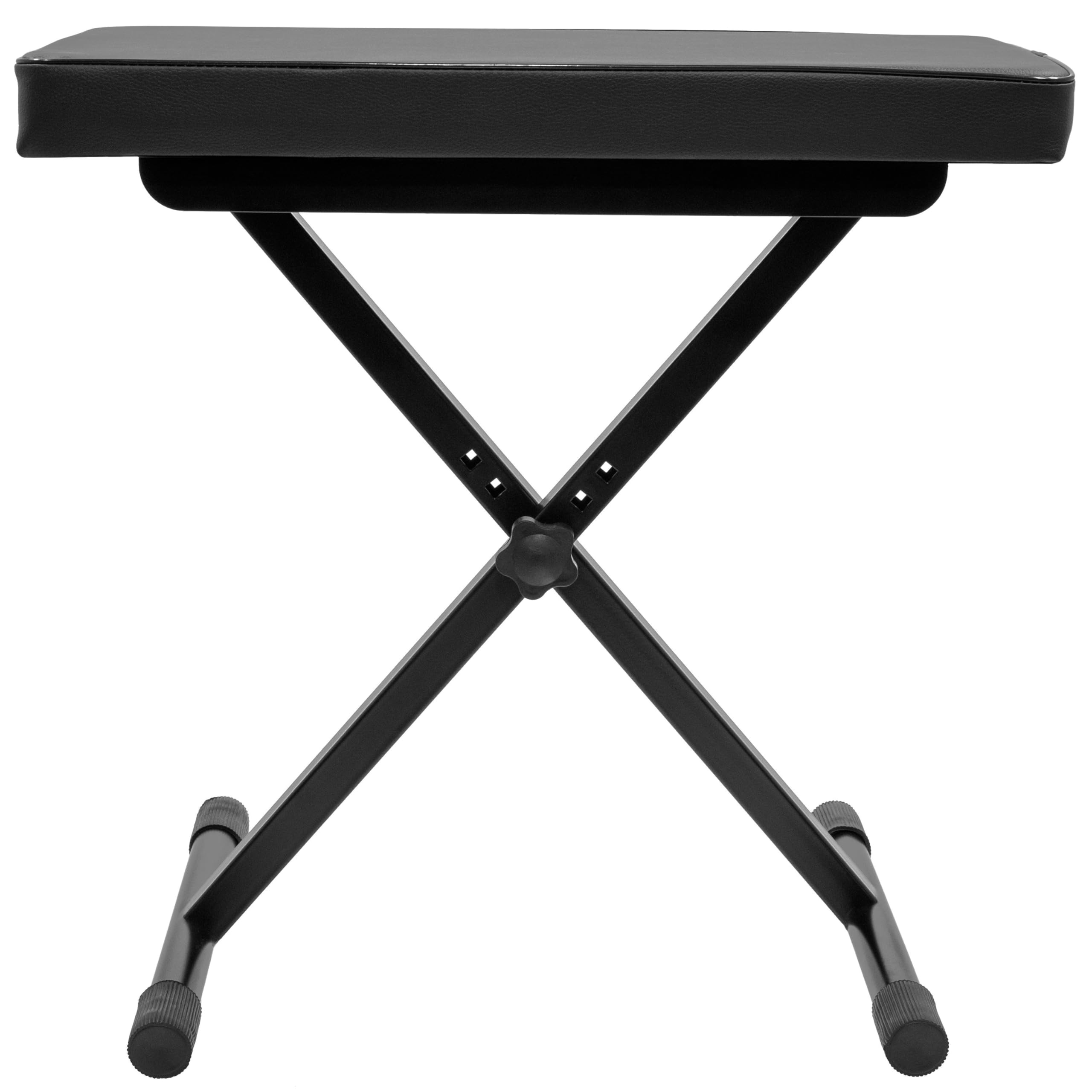 Banc de clavier en X Simili cuir noir BoomToneDJ ST-1 Hauteur réglable de 48 à 60cm Banquette pour piano pliable. Très confortable. Assise 510 x 250 mm.