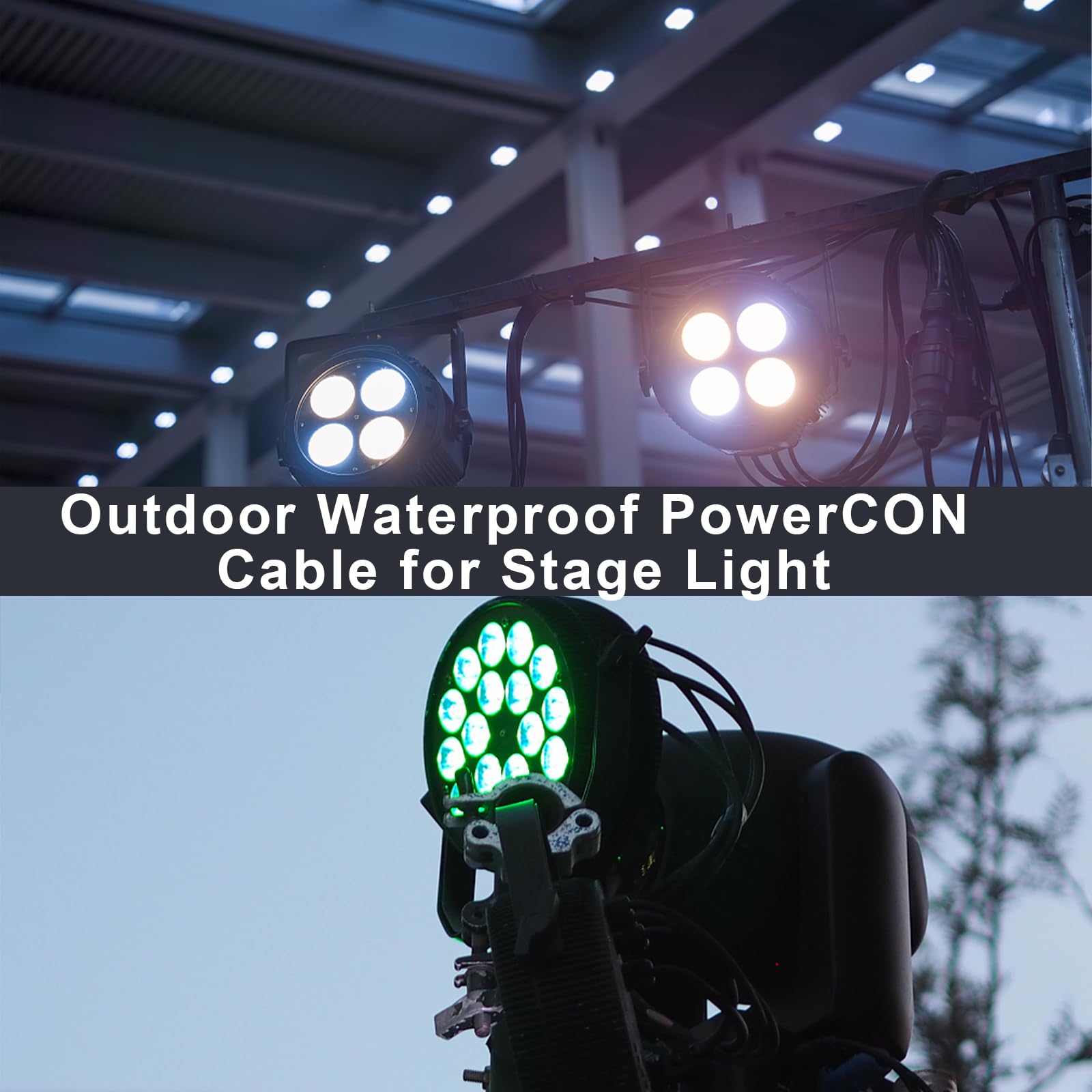 Kabel zasilający PowerCon do PowerCon – NAC3FCA do NAC3FCB 20A AC PowerCon złącze 16AWG, 3-pinowy kabel przedłużający do oświetlenia scenicznego/ekranu LED