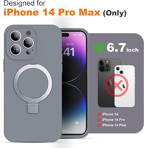 Miniatura 7 de SKYLMW Funda diseñada para iPhone 14 Pro Max con soporte magnético invisible, compatible con MagSafe militar, probada en caídas, a prueba de golpes,