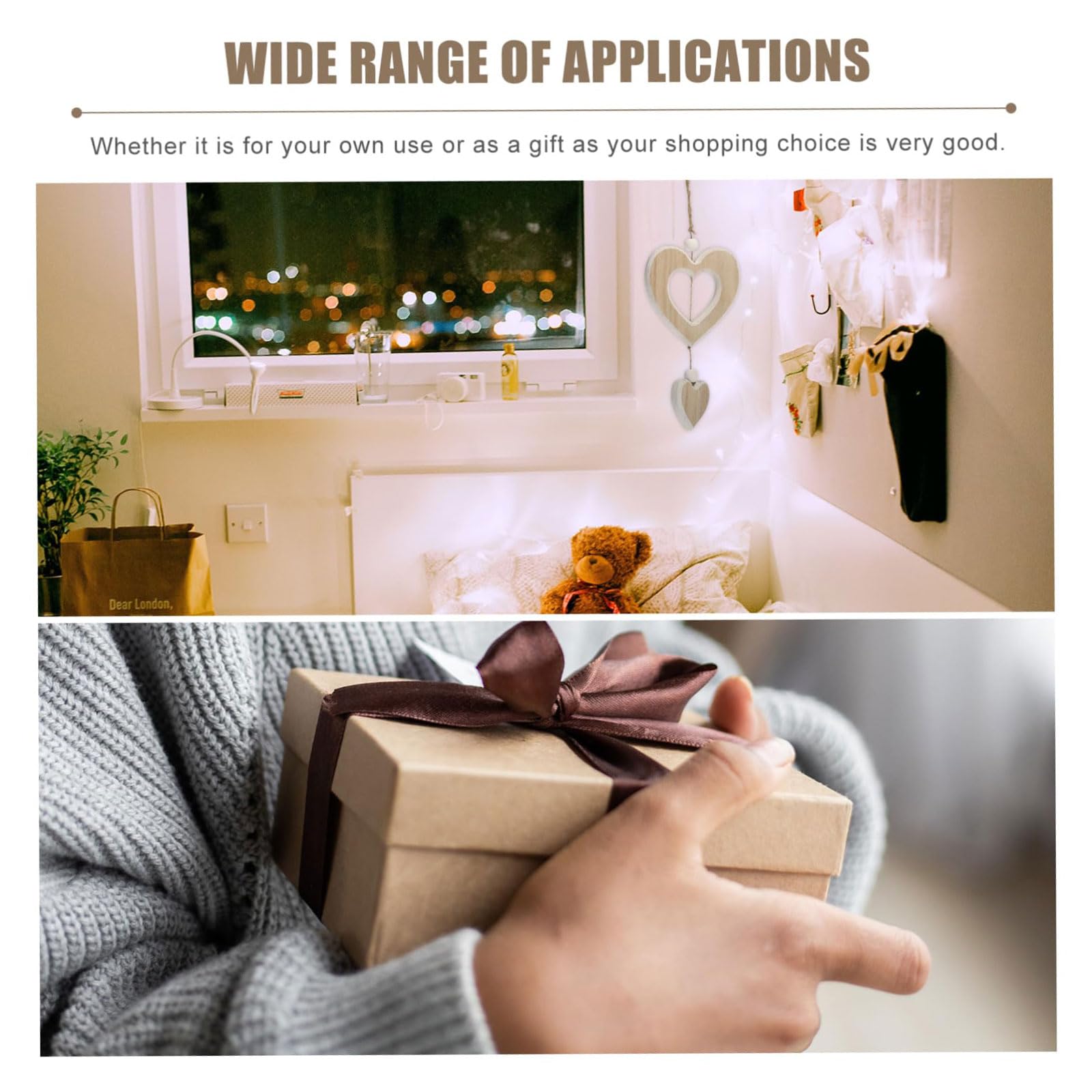 Ciondolo decorativo a forma di cuore in legno per finestre idea regalo