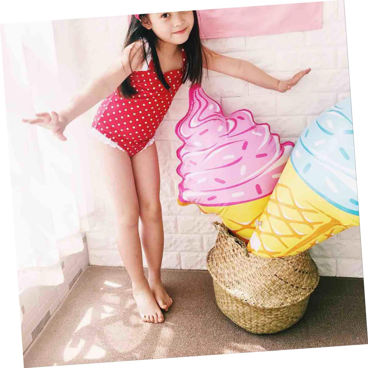 ifundom 3pcs Inflatable Ice Cream Pool Toys PVC Swim Ring Float Beach and Pool Random Color