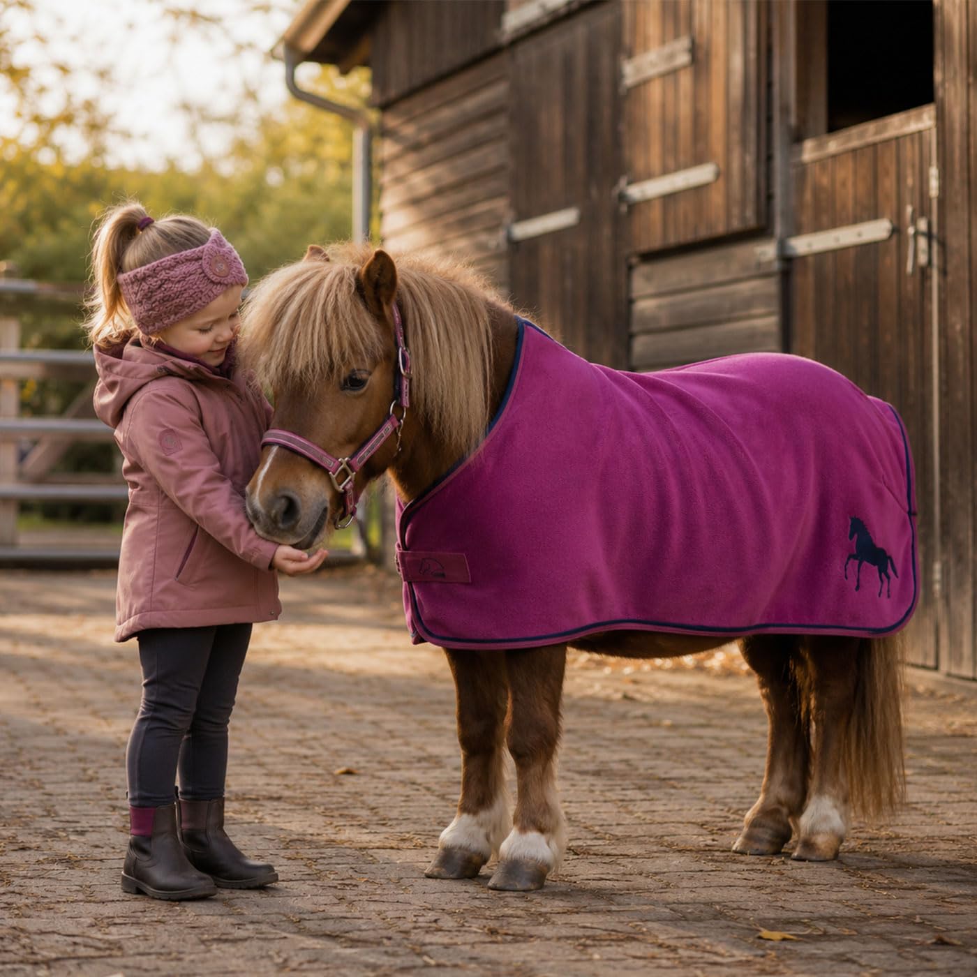 HKM Abschwitzdecke -Mini- für kleine Pferde & Ponys - Größe 65–115 cm - atmungsaktiv Antipilling (Cranberry, 85)