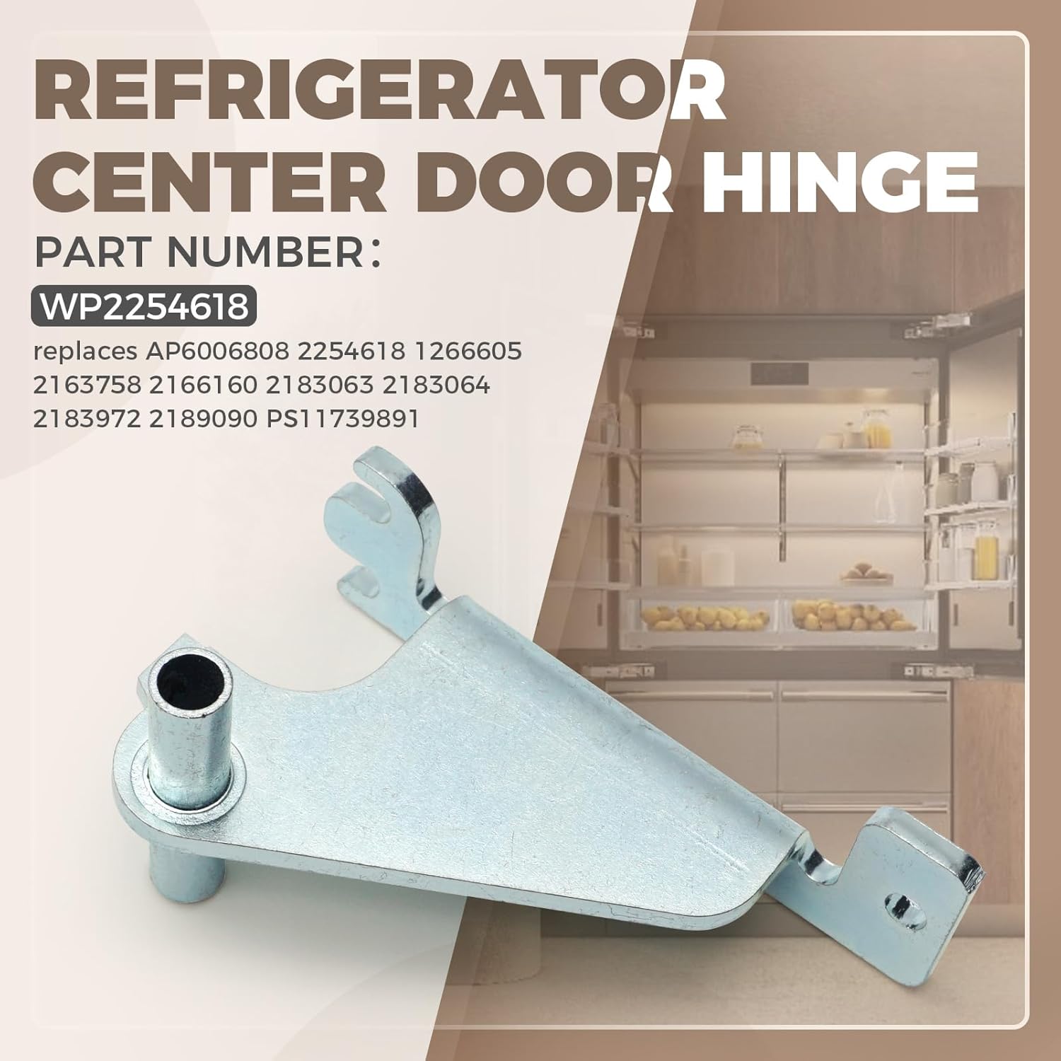 Refrigerator Center Door Hinge WP2254618 for Whirlpool Refrigerator Replces 2254618 2183972 1266605 2163758, Center Door Hinge