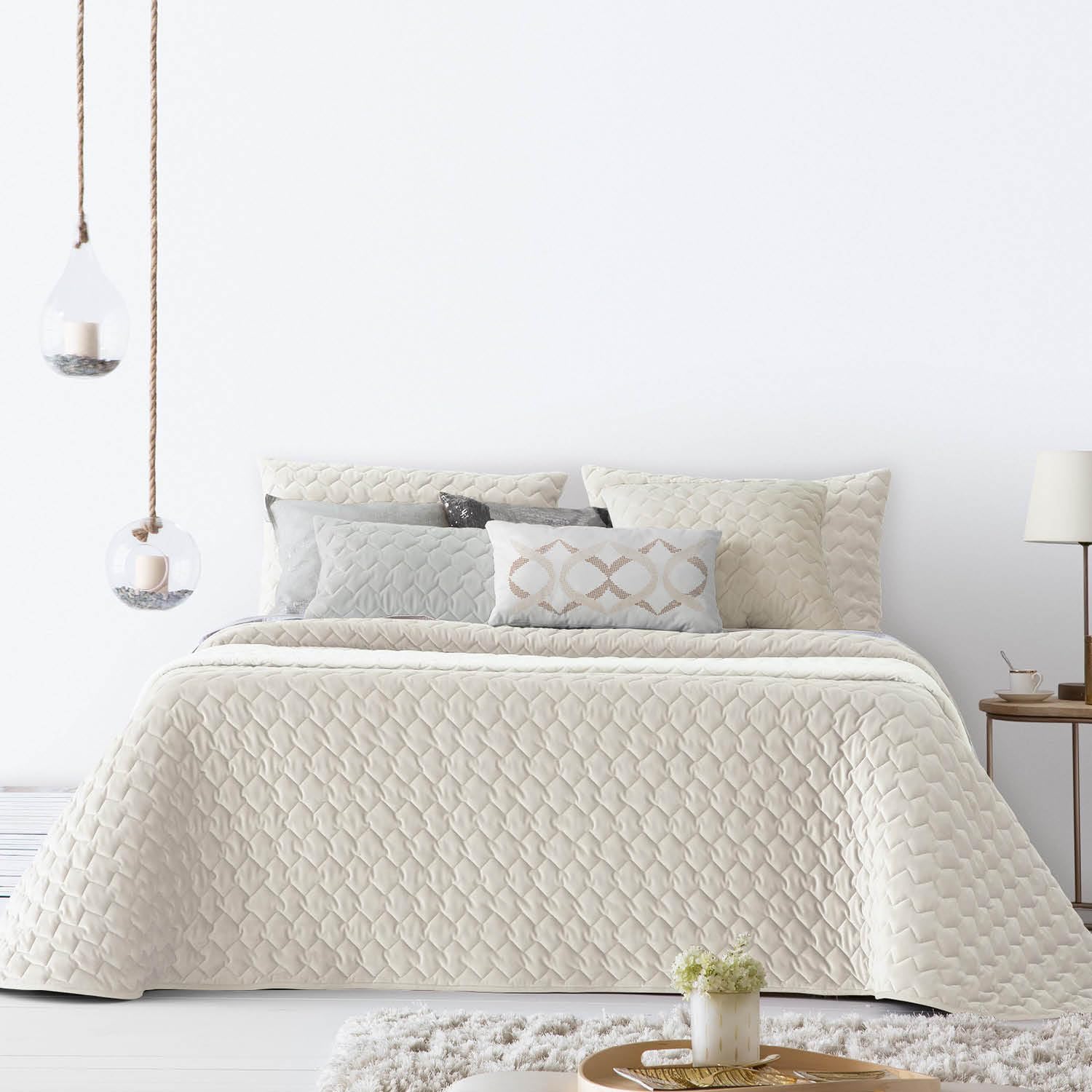 ANTILO TEXTIL - Colcha Cama 90 - Diseño Textura Elegante - Color Beig - 180x270 cm - Gramaje 150g/m² (Naroa Beig)