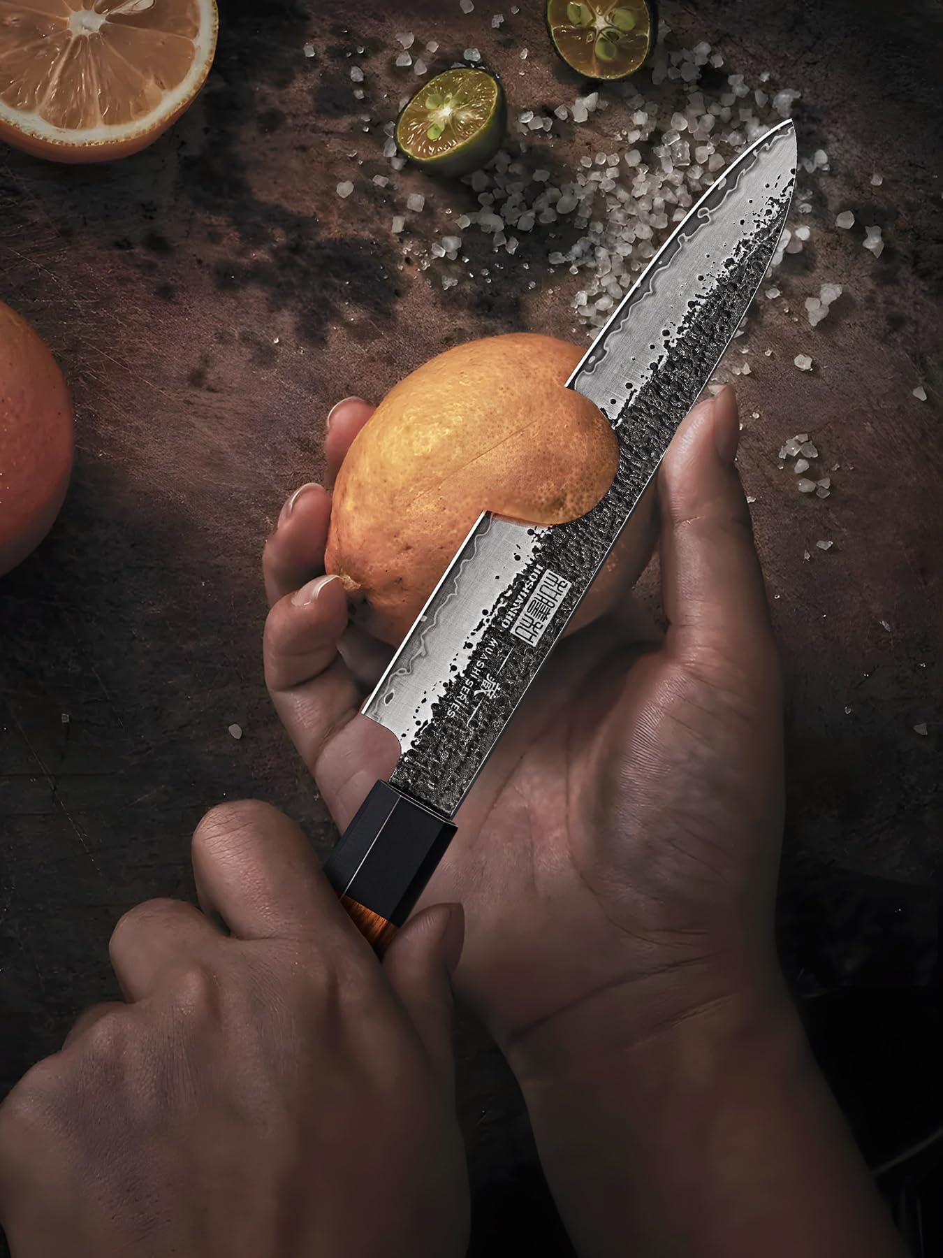 HOSHANHO Juego de Cuchillos de Cocina 3 piezas, Juego de Cuchillos de Chef | Juego de Cuchillos de 3 piezas Profesionales Japoneses de Acero al Carbono Ultraafilados con Mango Octogonal de Palisandro