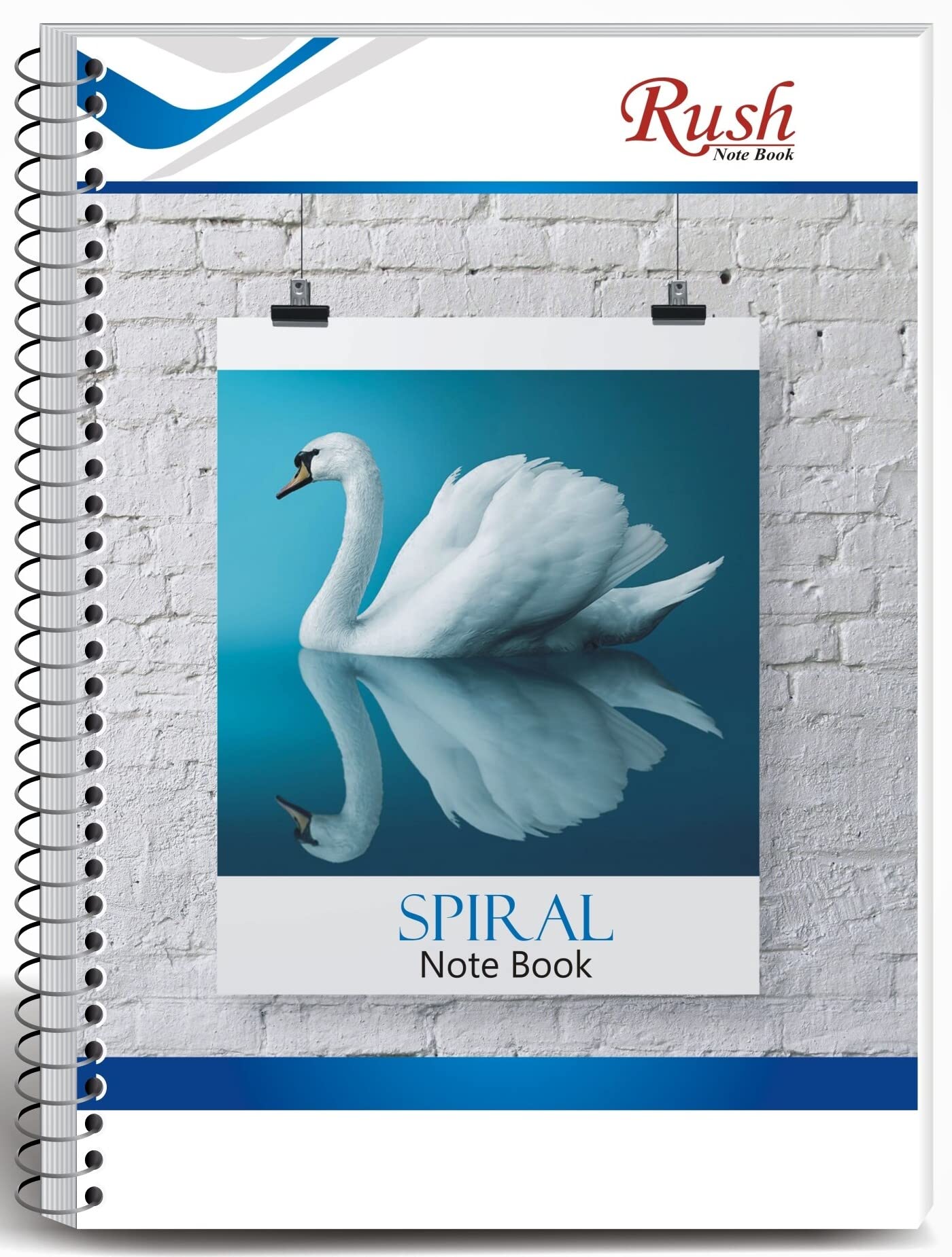 Rush - Quaderno a spirale a righe, 200 pagine, formato A4, confezione da 4, a righe