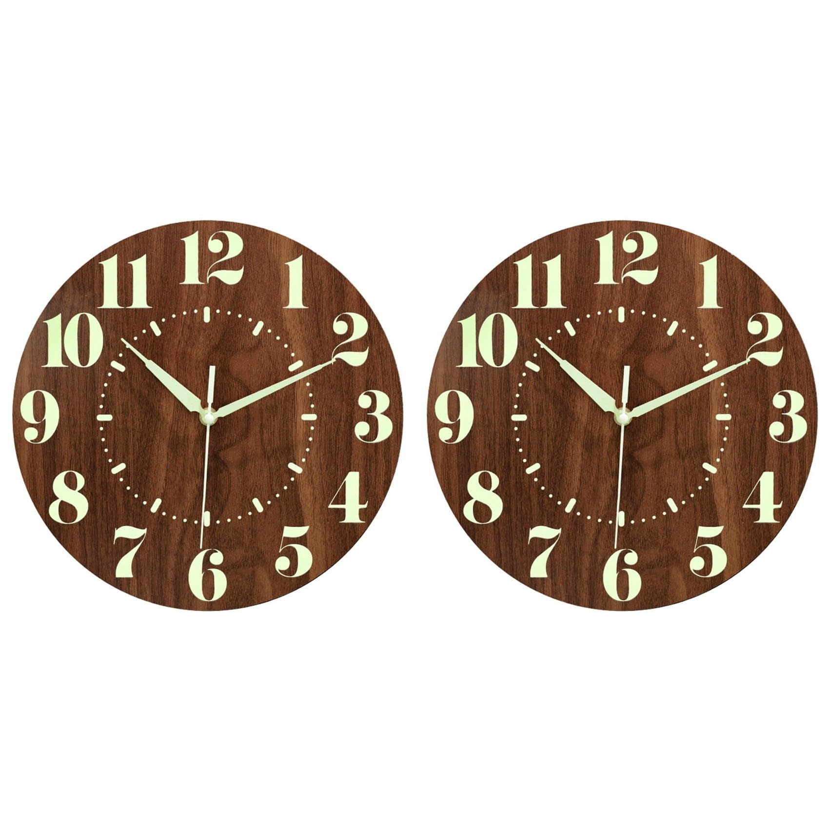 Hndhbfgrt 2X Glow in Dark Wall Clock,12 Inch Silent Non-Ticking Battery Operated Clock, Lighted Wall Clock Decoration for Bedroom