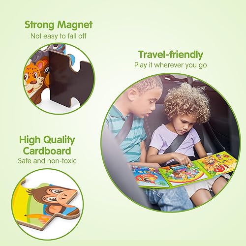Miniatura 5 de SYNARRY Rompecabezas magnéticos para niños de 3 a 5 años, 20 piezas de rompecabezas de animales para niños de 4 a 6 años, rellenos de cesta de