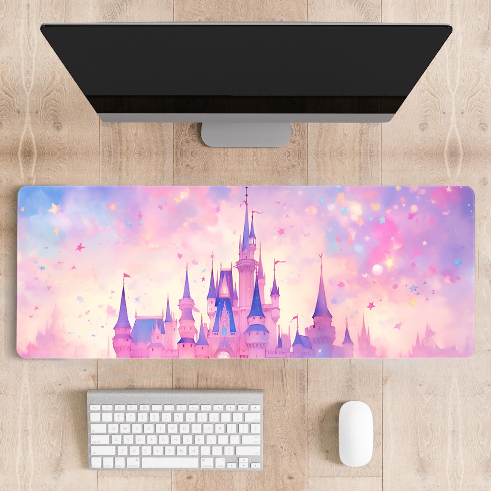 Stanoha XXL Large Gaming Mousepad Desk Mat - 30x12 Inch Non-Slip Topographic Design Pad For Keyboard & Mouse