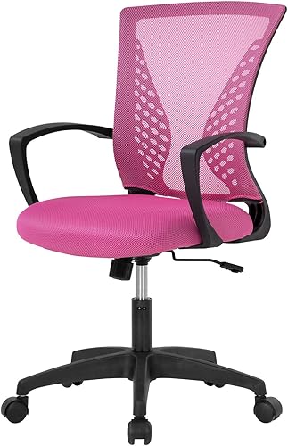 Silla de oficina para el hogar, con respaldo de altura media, para computadora, con soporte lumbar giratorio, ajustable, para trabajo, ergonómica,