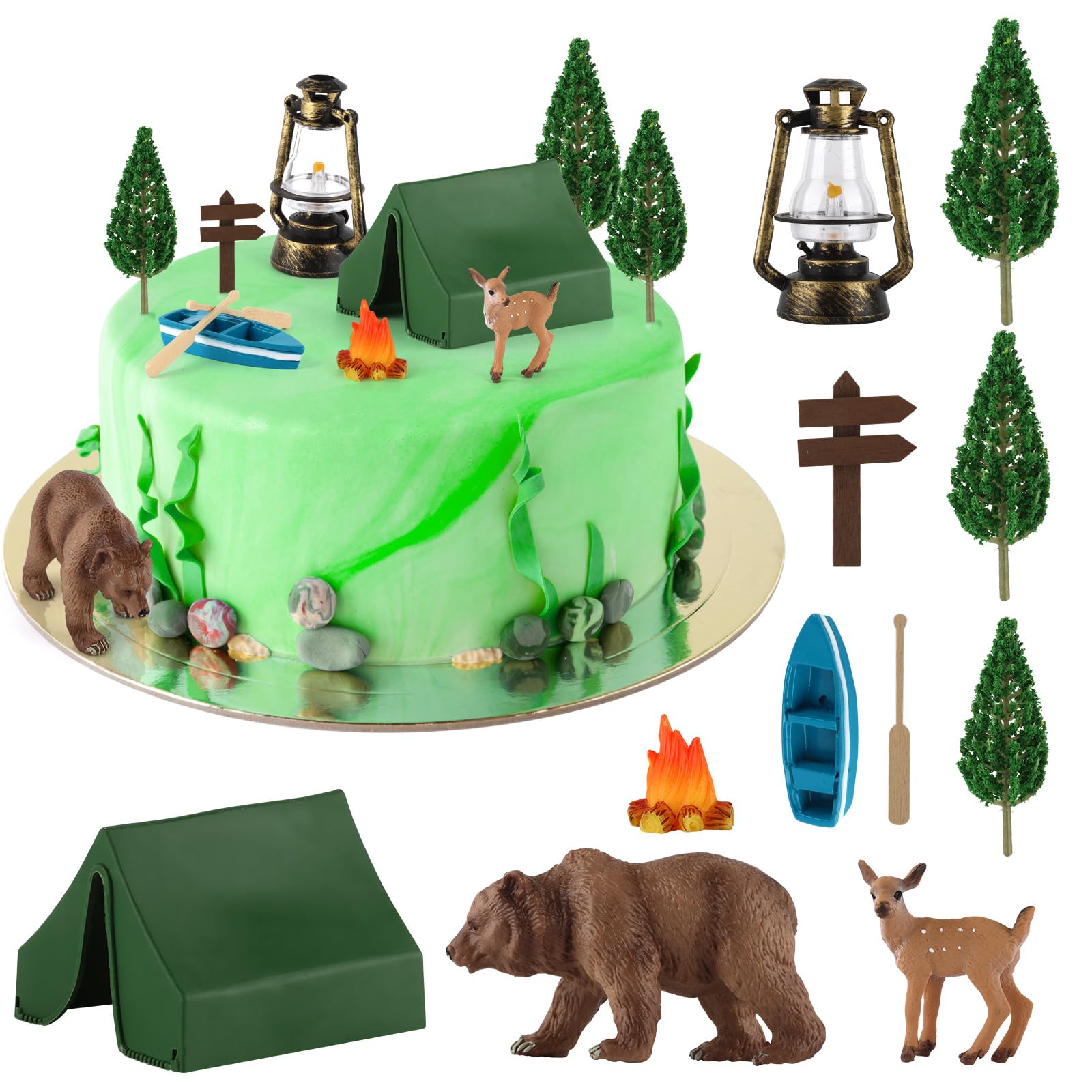 Photo 1 of ***MISSING PARTS***
Hooqict 12 Pcs Camping Cake Decorations Set with Mini Tent, Campfire, Tree, Camp Sign, Safari Animals Camping Cake Toppers for Kids Adults Forest Themed Birthday Party Supplies
