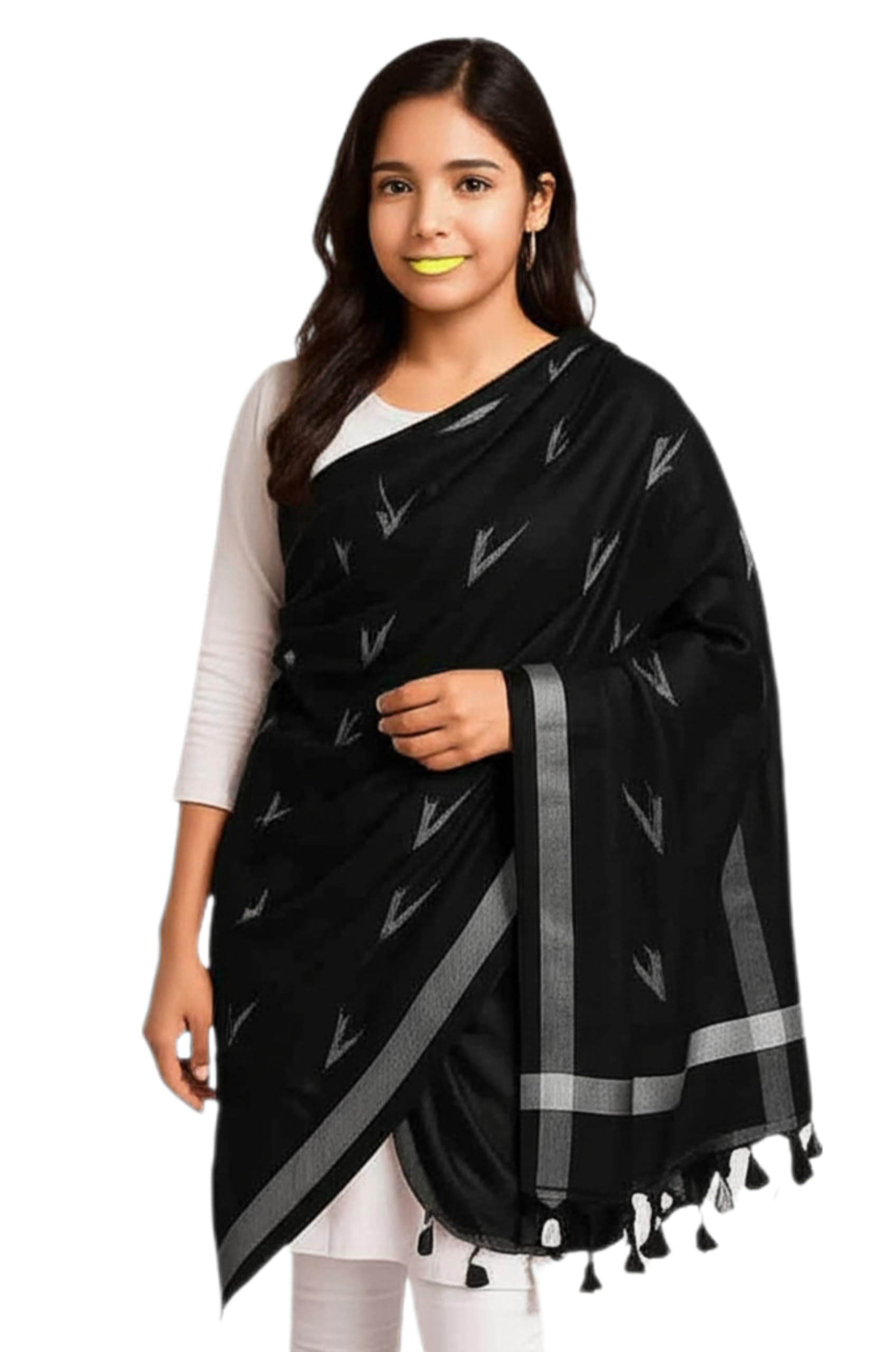 zh clothing brand Women's Linen Cotton Dupatta Handwoven Ikat Woven | Elegant & Soft Texture| Daily| Traditinal Ethnic Look | Perfect For Summer & Office Wear_2.45m-picture-13