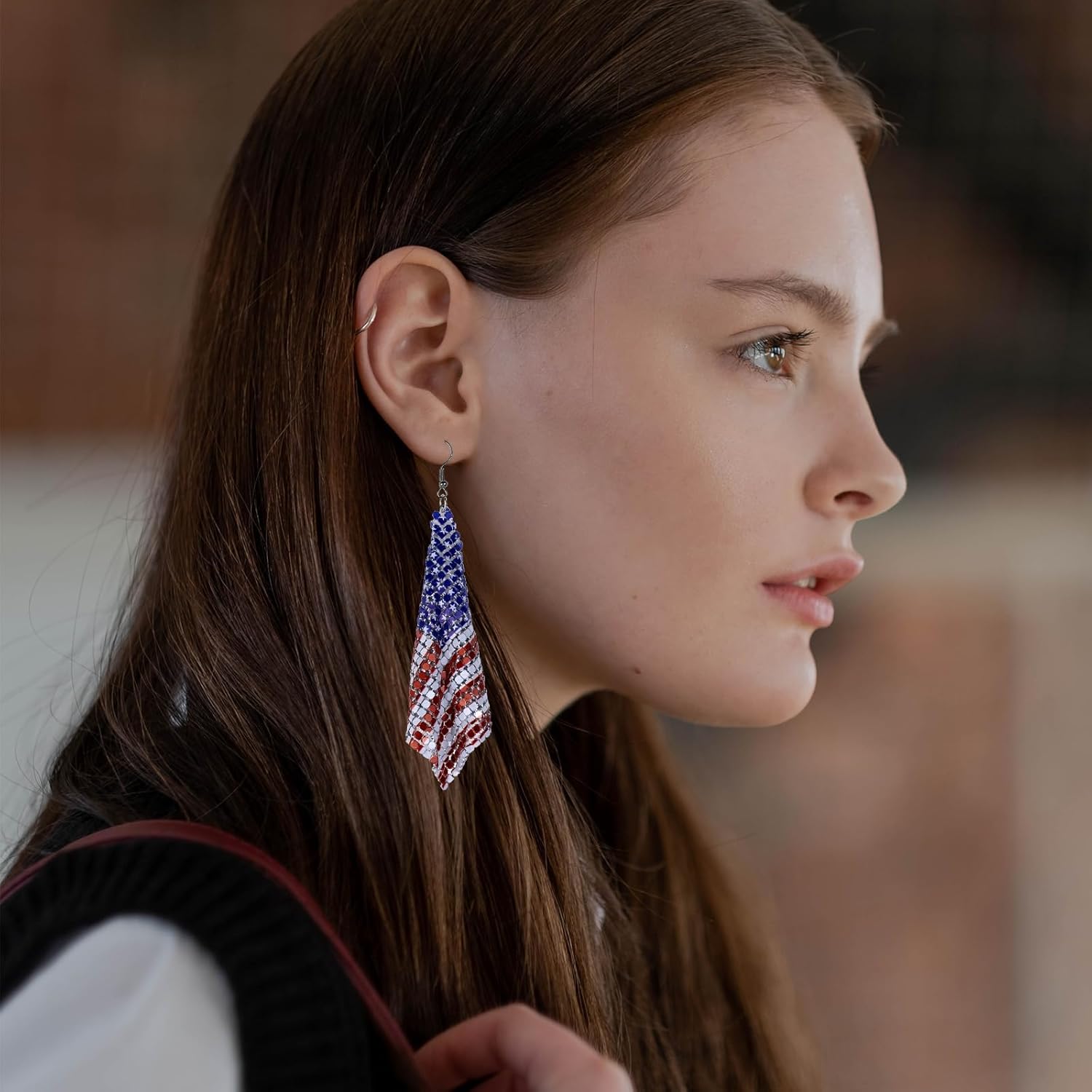 3 Pairs Woman Earrings American Flag 4th of July Earrings Patriotic Star Earring - Image 4