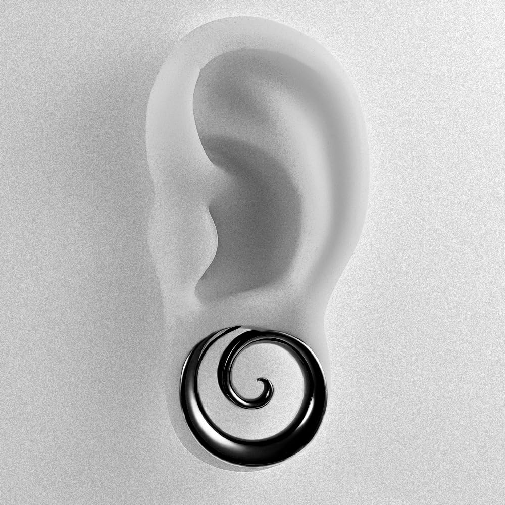 Vankula Ohr Flesh Tunnel Saddles Plug Spirale Edelstahl für Gestreckte Expander Ohrpiercing 8mm bis 25mm
