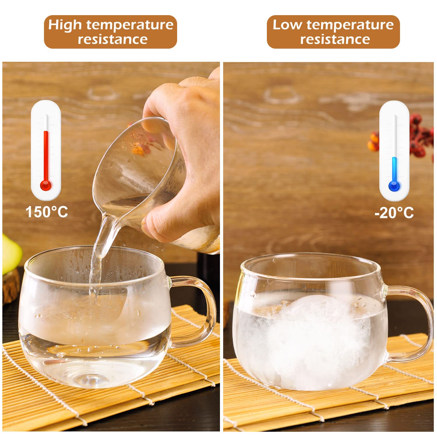 WHJY Tasse à thé en verre avec infuseur et couvercle, tasse à thé en verre de 355 ml avec passoire, tasse à thé en vrac pour une personne, tasse à thé en verre borosilicate sans plomb, résistance à la