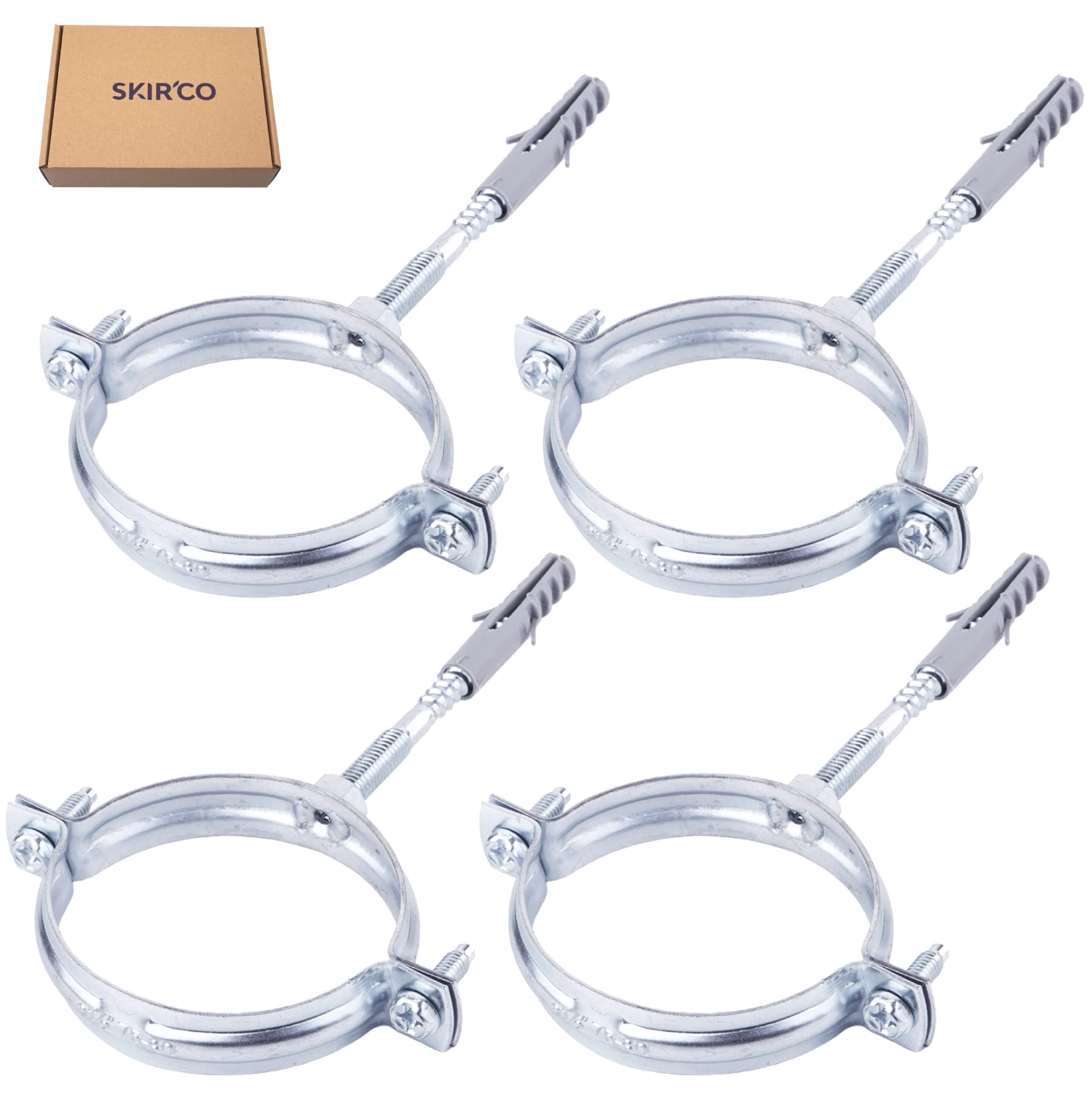 SKIR'CO Paquete de 4 soportes de tubería para tubos de 107-112 mm de diámetro, abrazaderas, soportes de tubería para montaje en pared y techo (4 piezas)