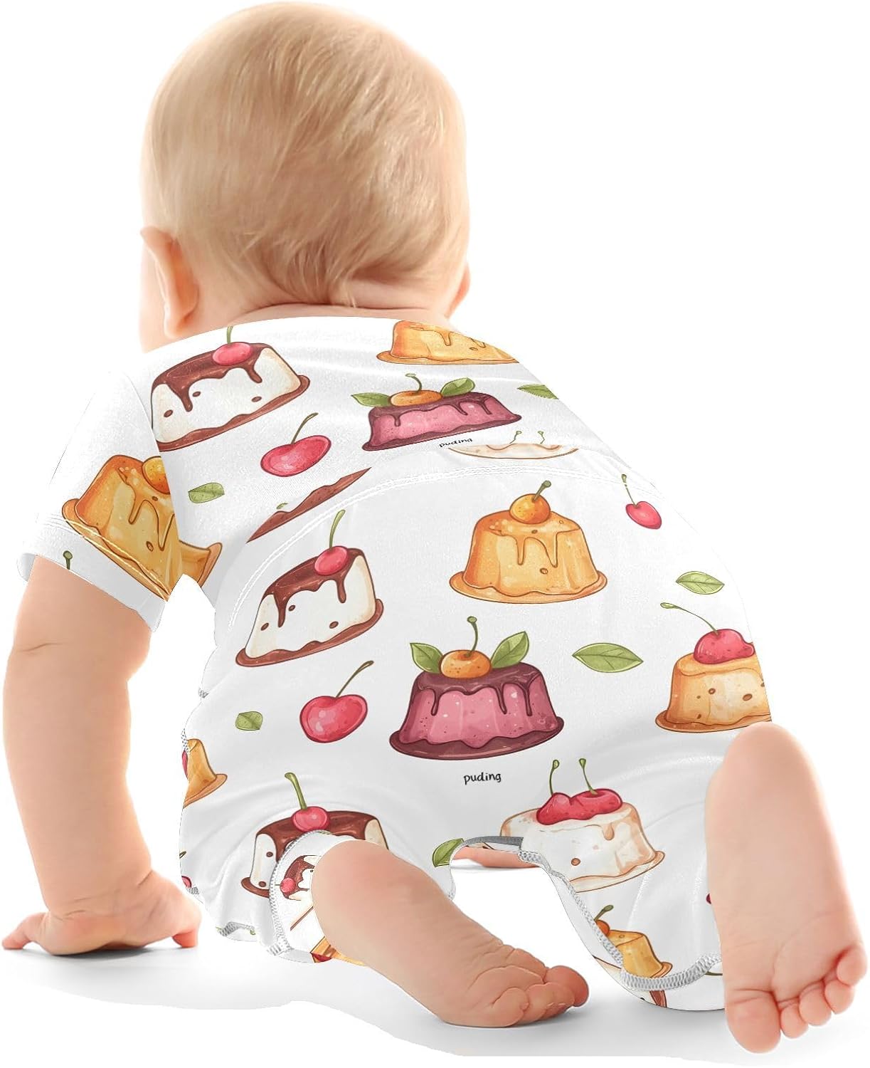 vvfelixl Baby Clothes Cute Pudding Baby Bodysuits Set Unisex Short Sleeve Babys Pants Sets 0-3M