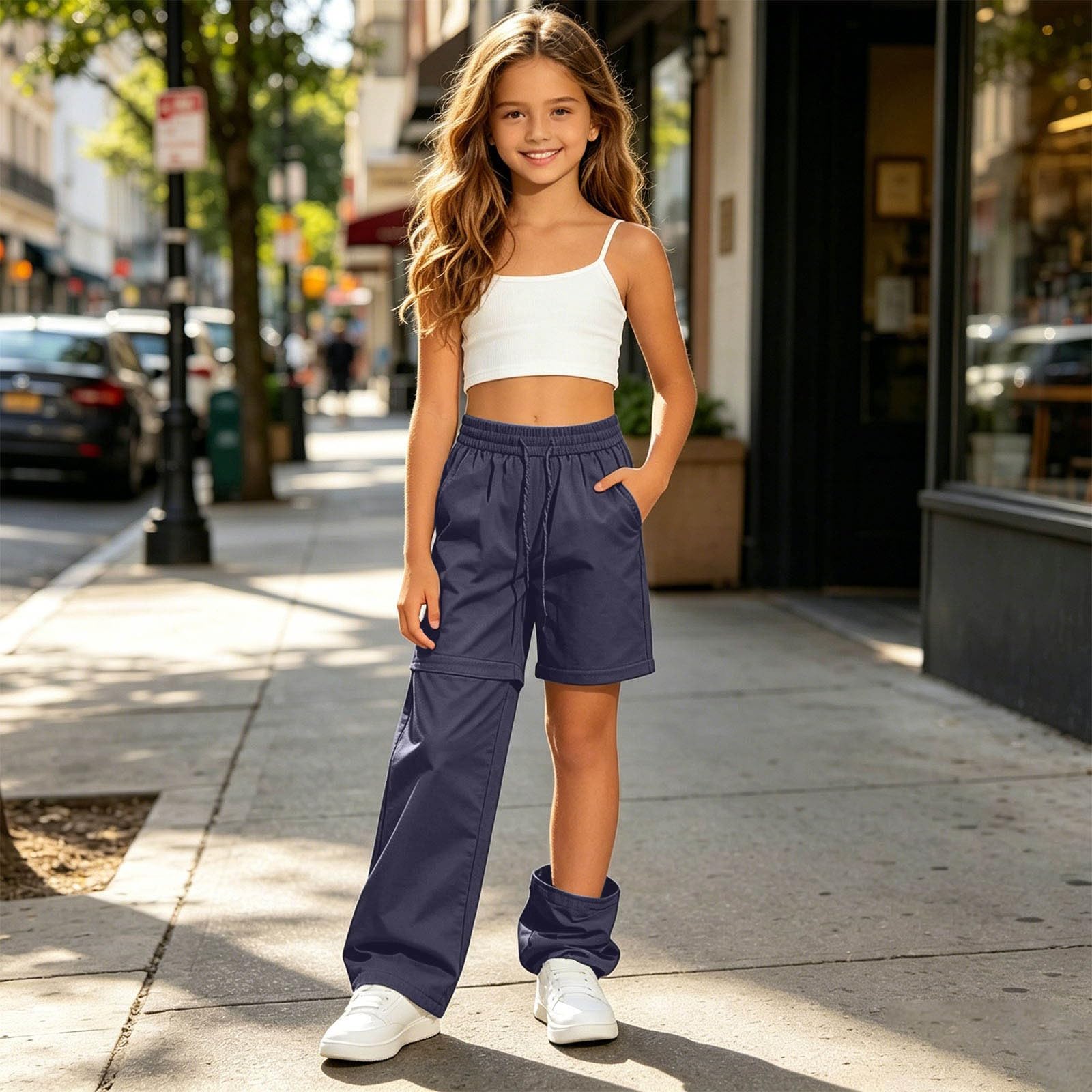 Pantaloni Trekking Ragazza Impermeabile Zip off Convertibile Pantaloncini Primavera Estivi Leggera Traspiranti Pantalone Cargo Alpinismo Escursionismo Calzoni Sport e Outdoor per Bambini 6-14 Anni