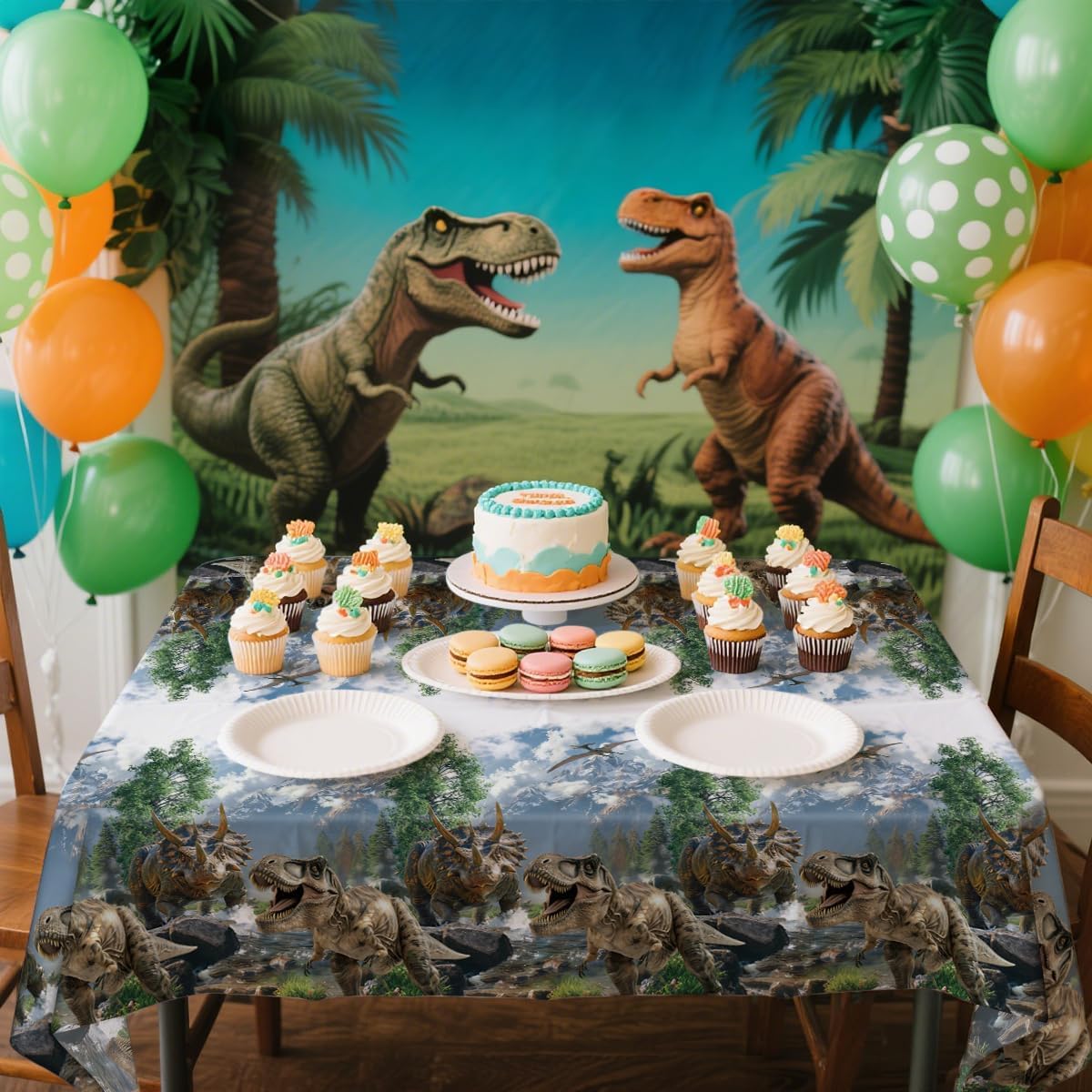 4 Pcs Dinosaur Tablecloths Dinosaur Party Table Covers Waterproof Rectangle Dino Table Cloth for Kids Boys Adults Birthday Party Picnic Supplies, 52 x 86 in