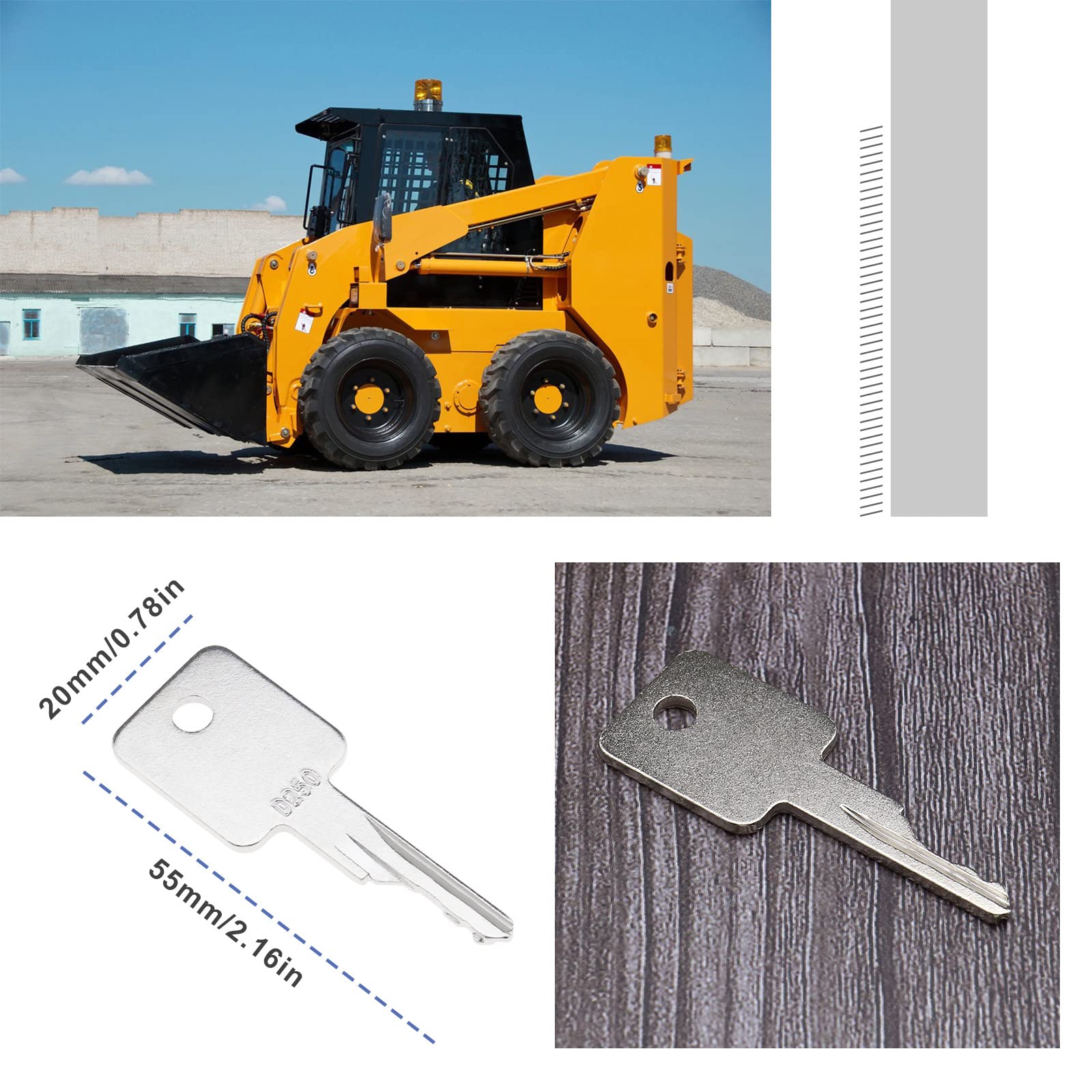 10 chiavi di accensione D250 307852A1 6693241 6709527 compatibili con Terex compatibile con Grove compatibile con carrello elevatore JLG