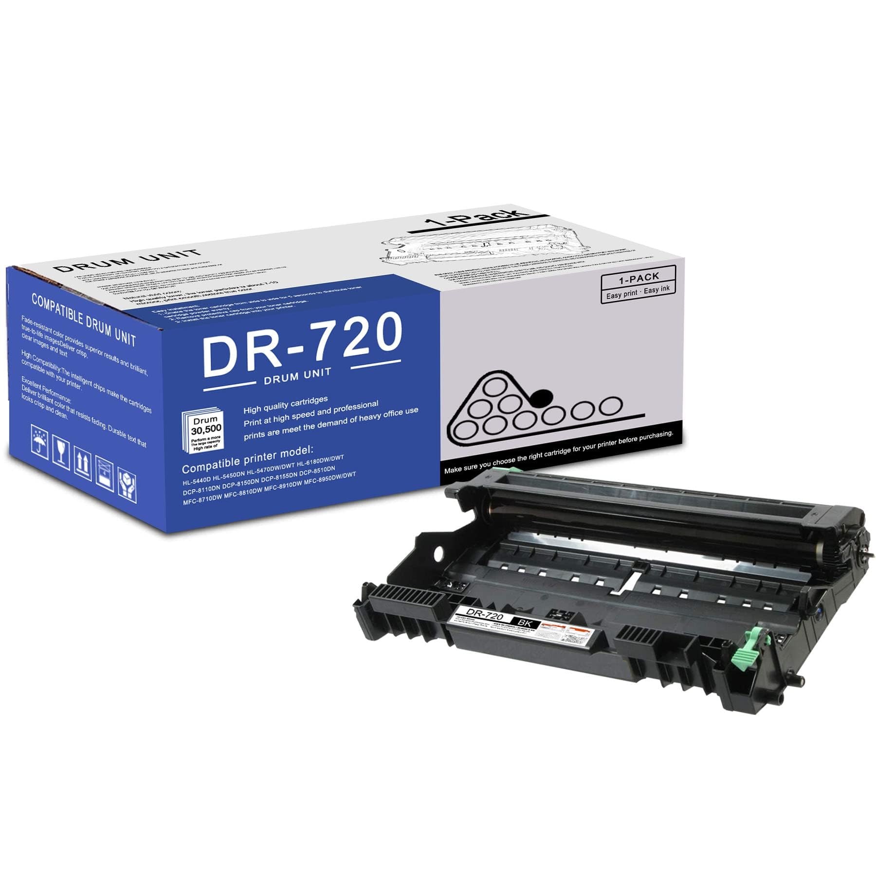 Photo 1 of 1 Pack DR720 DR-720 Black Drum Unit Compatible DR720 Replacement for Brother HL-5440D 5450DN 5470DW/DWT 6180DW/DWT DCP-8110DN 8150DN 8155DN 8510DN MFC-8810DW 8710DW 8910DW 8950DW/DWT Printer