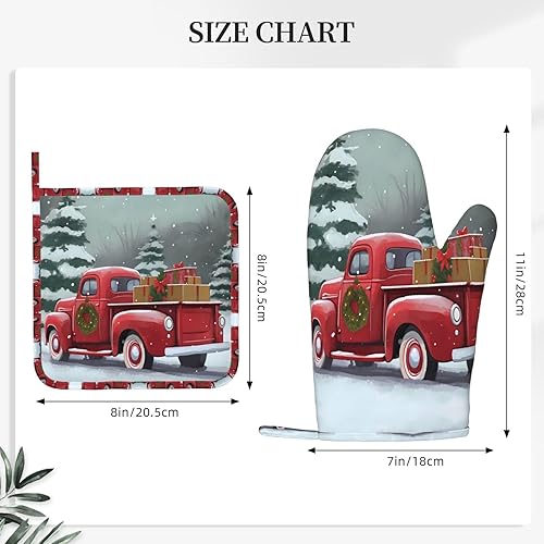 Miniatura 3 de Manoplas para horno, juego de soportes para ollas de Navidad, camión rojo, muñeco de nieve, guantes de horno de silicona, copo de nieve, árbol de