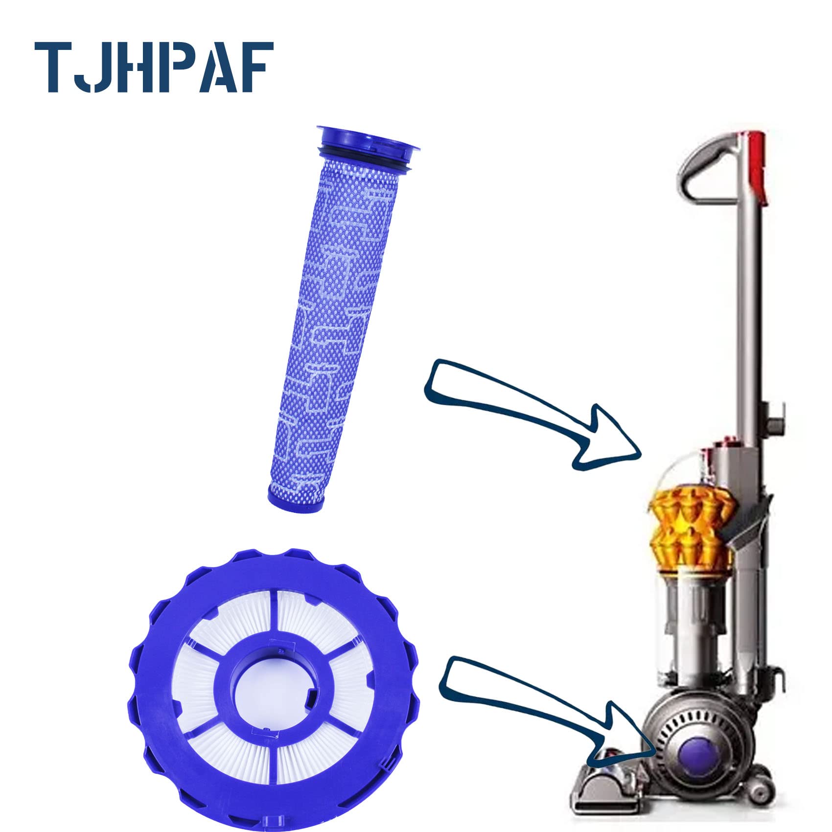 TJHAPF Staubsaugerfilter, kompatibel mit Dyson V7, V8 Animal und Absolute schnurlosem Staubsauger, 3 Nachfilter, 3 Vorfilter, vergleichbar mit Teil 965661-01 und 967478-01 (DC40 x 2), 6 Stück