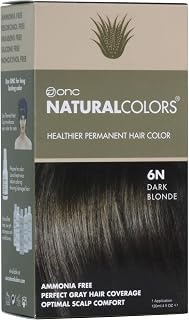 ONC NATURALCOLORS (6N Dark Blonde) 4 fl. oz. (120 mL) Heat Activated Healthier Permanent Hair Dye with Certified Organic Ingredients, Ammonia Free, Vegan Friendly, 100% Gray Coverage