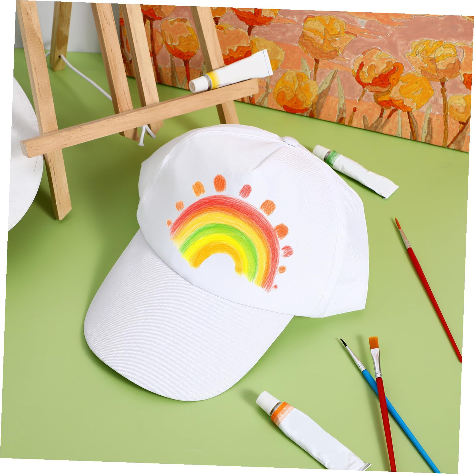 TOYANDONA DIY Kinder Weiß Baseballkappe - Verstellbare und Atmungsaktiv Baumwoll Caps für Graffiti & Basteln – Ideales Mitgebsel für Kindergeburtstag & Kreatives Gestalten