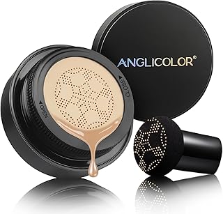 Anglicolor Mushroom Head Air Cushion CC Cream Strong Concealer,Face Makeup Cushion Foundation Long Lasting,Moisturizing BB Cream Makeup Base Primer Even Skin Tone for All Skin Types (#02 Natrual Nude)