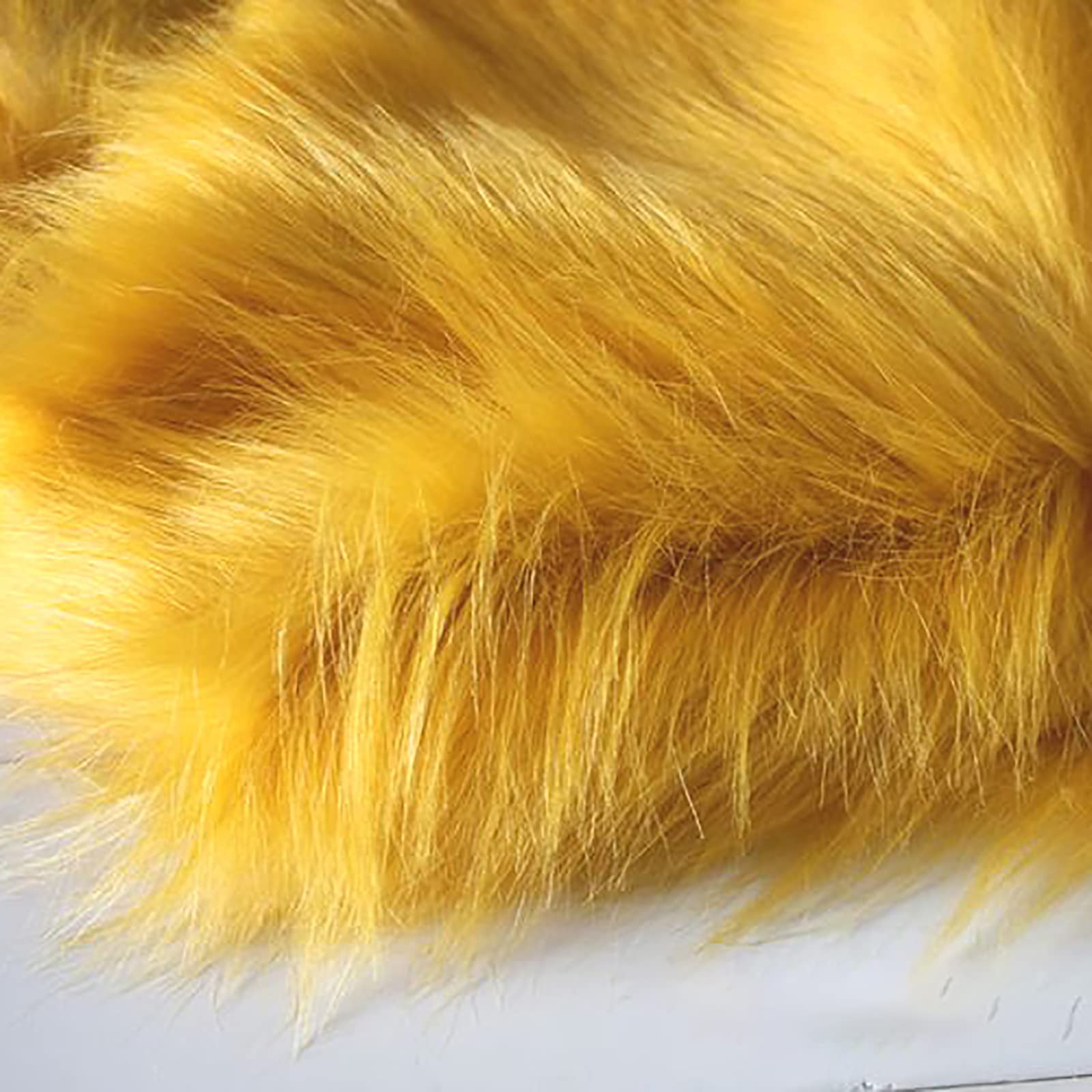 Yimihua Long pile faux fur material Faux fur fabric fluffy fabric plush fabric for Costume Fashion Rugs Props Backdrops Cosplay Chair decoration 150cm*50cm(Color:Golden)