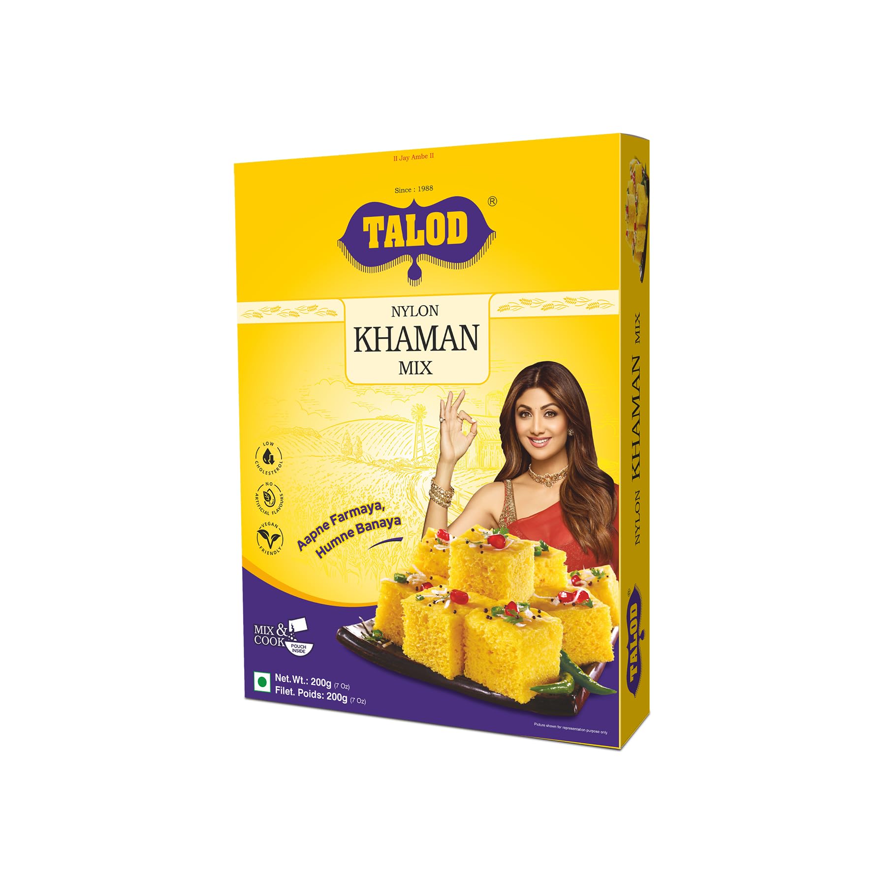 Talod Instant Mix Nylon Khaman Pack of 4 * 200g Mix & Cook - 100% Vegetarian, Wheat Gluten Free, Vegan Friendly, No Preservative, No Artificial Flavours, No Artificial Colors, No MSG, Low Cholesterol-image-5