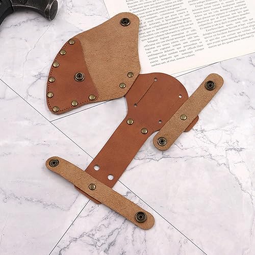 Miniatura 3 de Funda de cuero para hacha, funda duradera para cabeza de hacha con múltiples broches para un transporte seguro del hacha, cubierta de cuero rústico