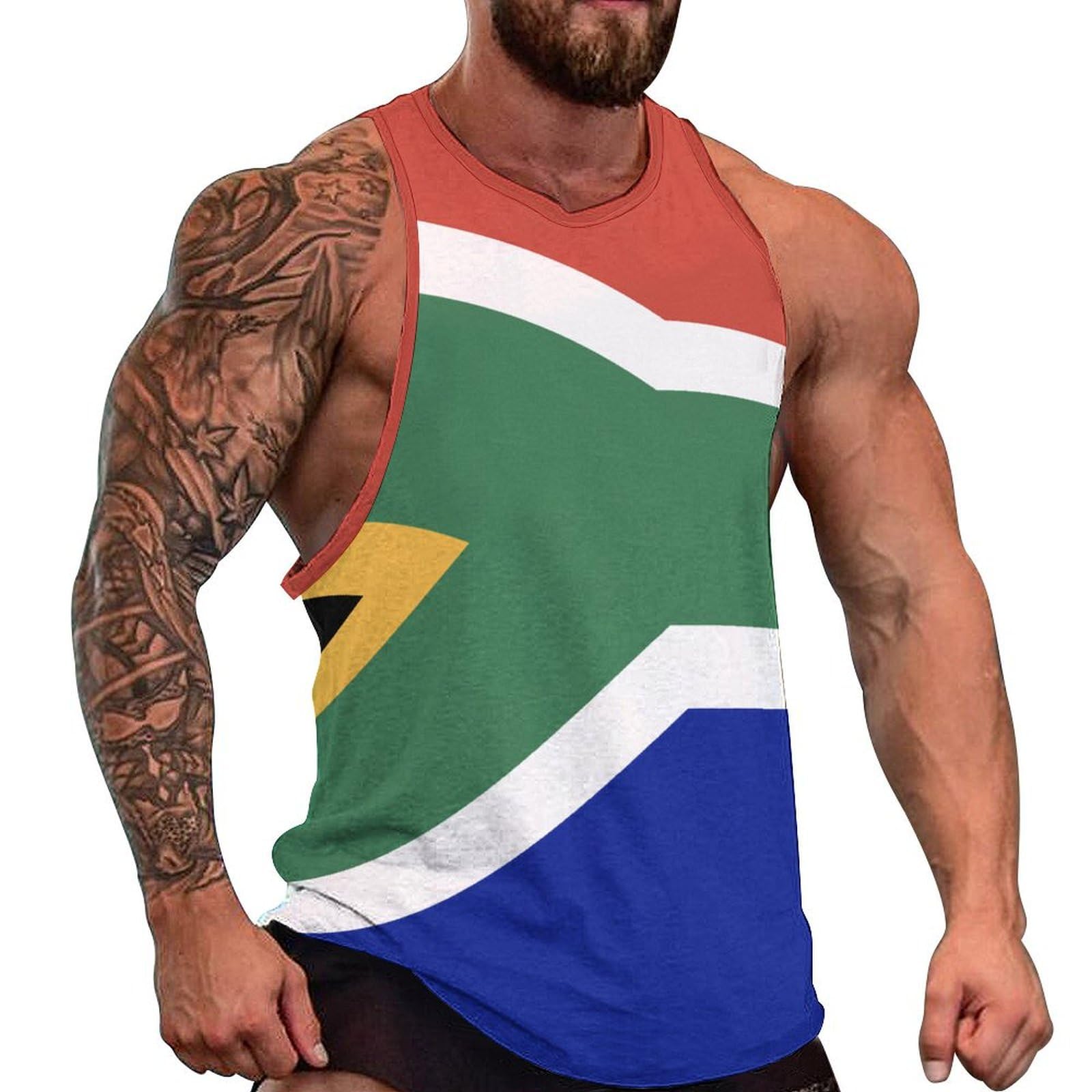 Czzyh Men's South African Flag Comfortable And Lightweight Vests, Vest For Daily Wear, Sports, Gym