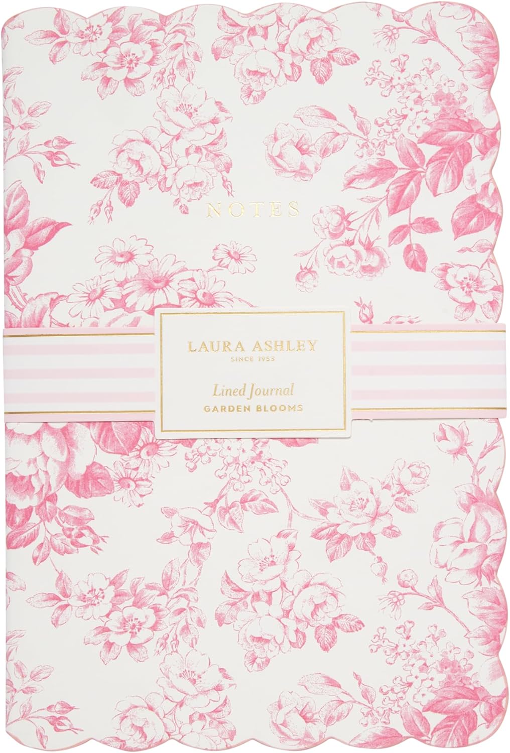 Laura Ashley English Garden Journal – 6x8 Inch Hardcover Notebook with Scalloped Edge, 256 Lined Pages, Gilded Edges, Faux Leather Covers