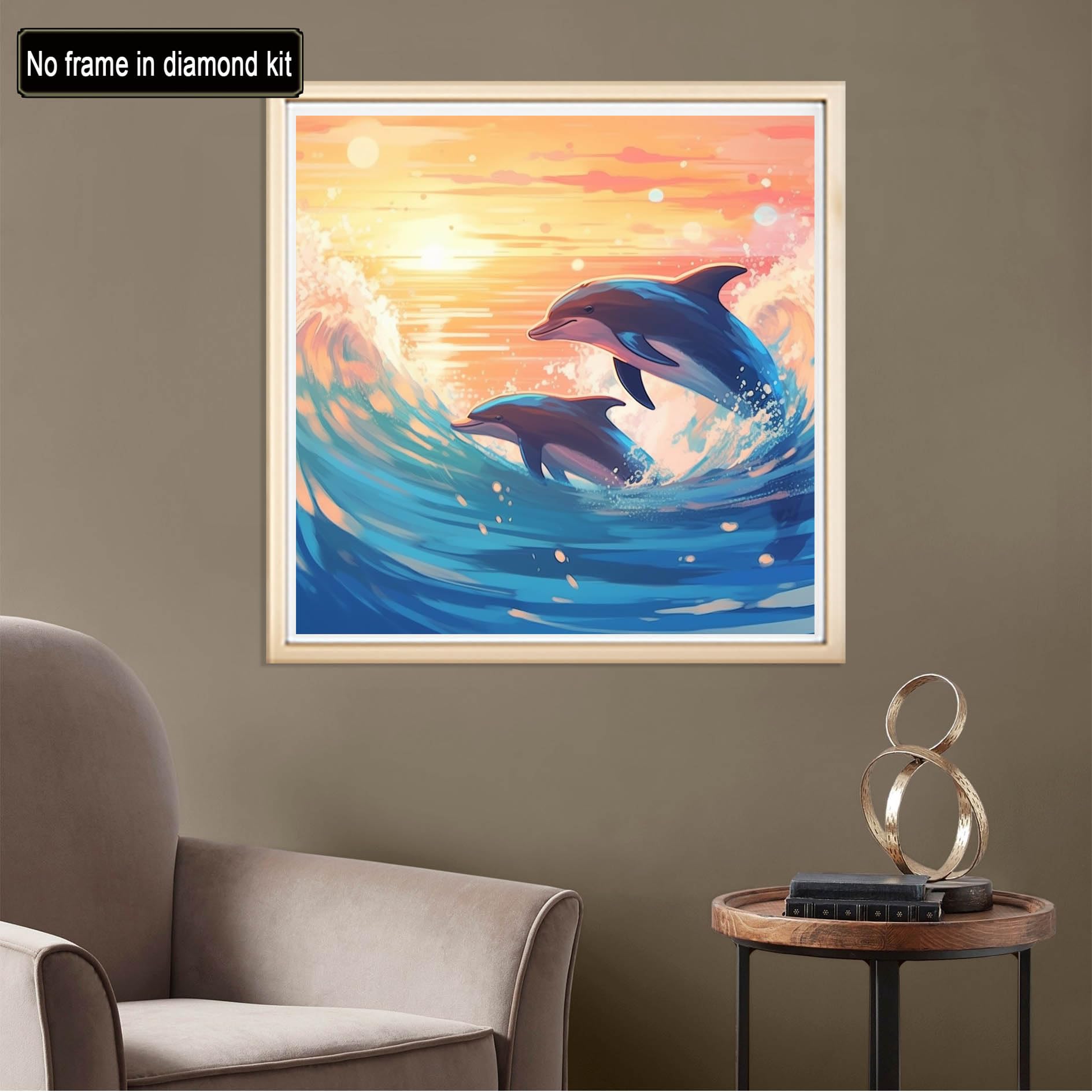 Kit de pintura por números para adultos, ondas, delfines, pintura por números sobre lienzo con marco, juego de arte de pintura al óleo, pintura acrílica, dibujo, fácil de hacer bricolaje, pasatiempos Kit de pintura por números para adultos, ondas, delfines, pintura por números sobre lienzo con marco, juego de arte de pintura al óleo, pintura acrílica, dibujo, fácil de hacer bricolaje, pasatiempos
