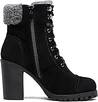 Vista 4 de DREAM PAIRS Botas con cordones para mujer, tacón alto grueso, botines