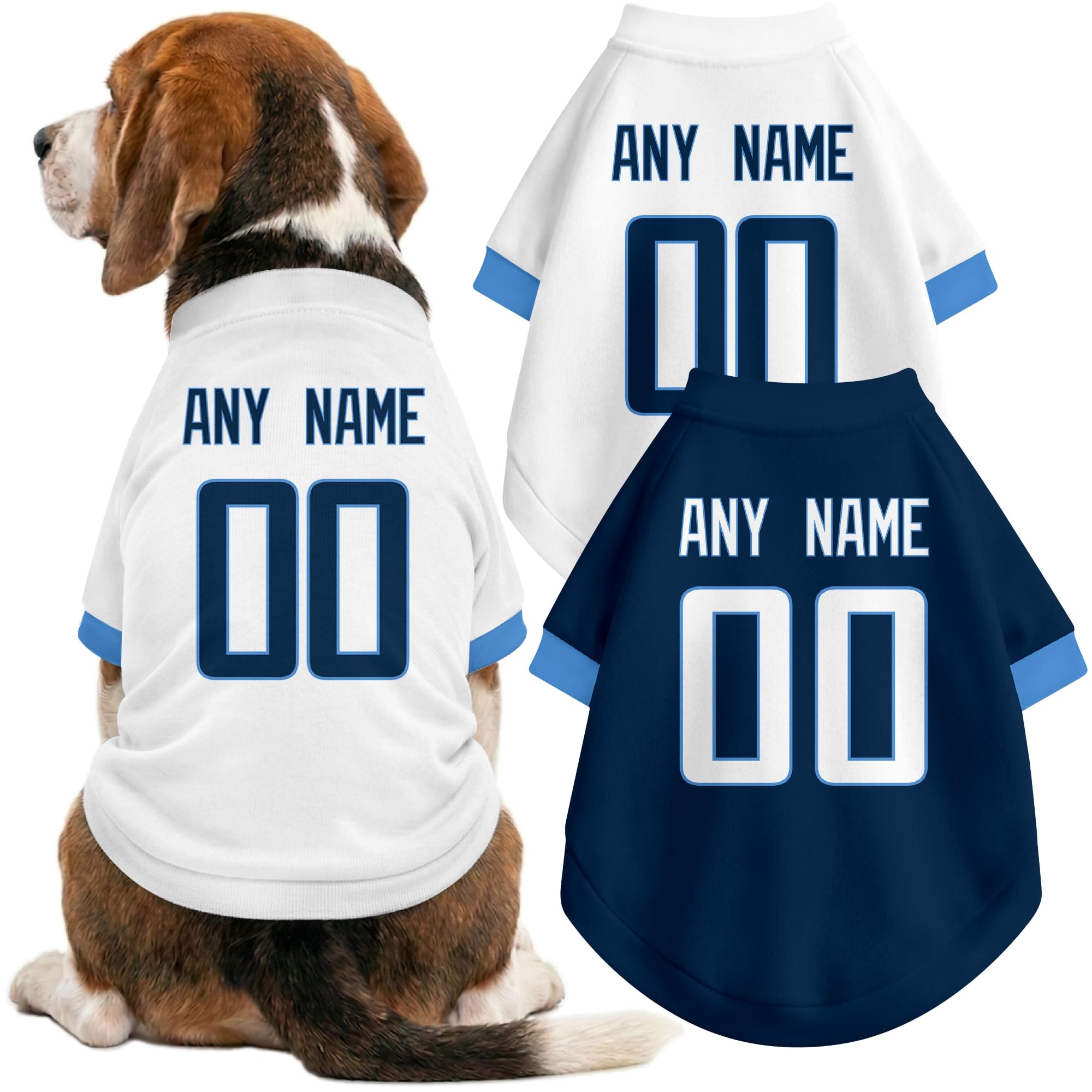 Tennessee Dog Clothes Jersey Style Custom Pet T Shirt with Personalized Name Number for Small Medium Large Dogs