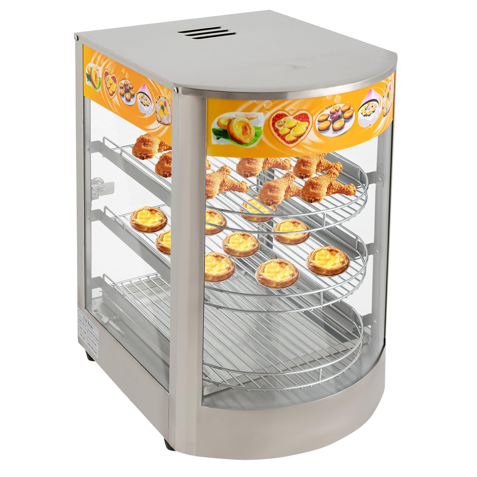 Armadietto riscaldante commerciale, 800 W, con 3 livelli, 30-85 ℃, per mense, panetterie, caffè