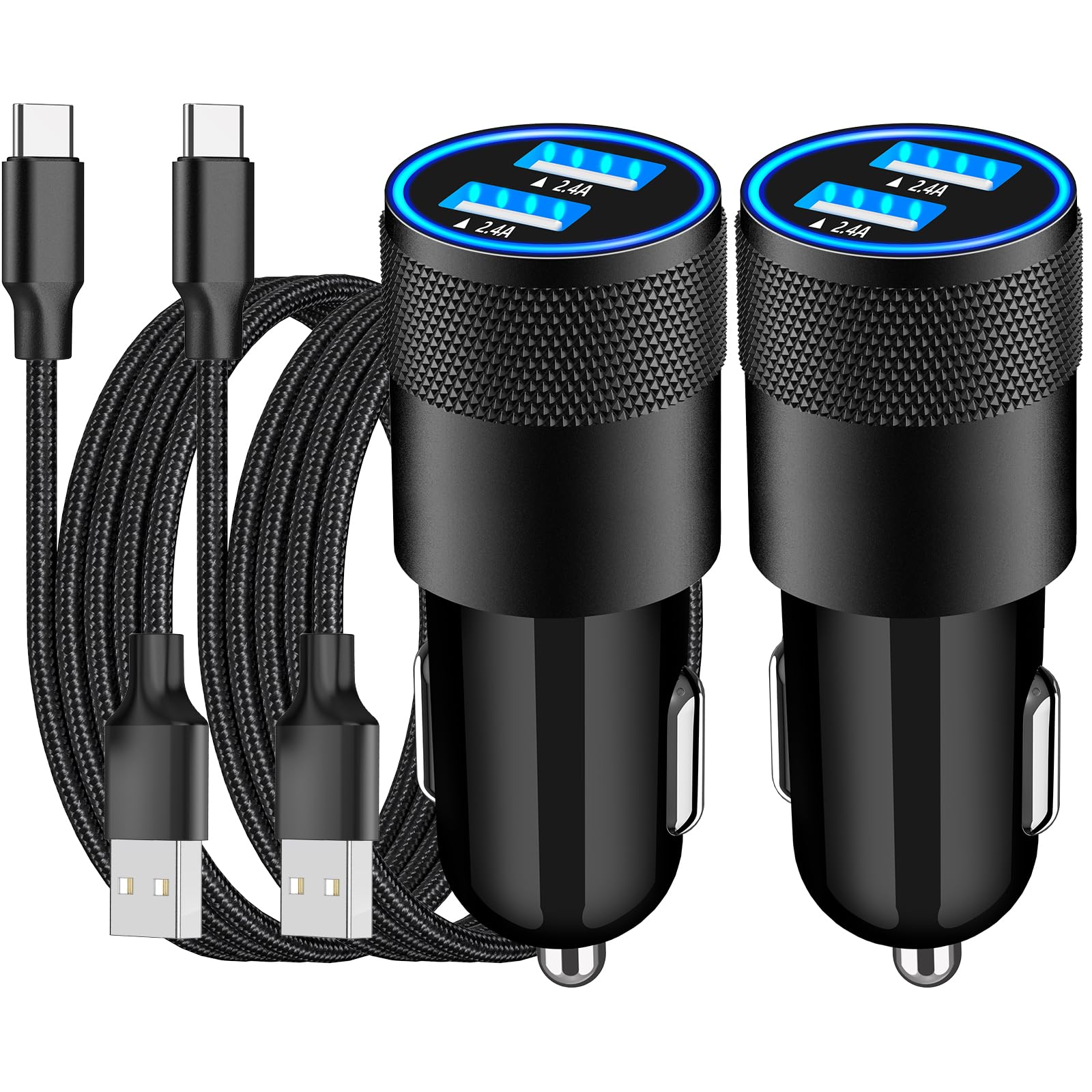 [Apple MFi Certified] iPhone 16 Fast Car Charger, Braveridge 2Pack 4.8A USB Car Power Cigarette Lighter USB-C Car Carplay Charger with Type-C Braided Cable for iPhone 16 Pro/16 Pro Max/15/15 Pro/iPad