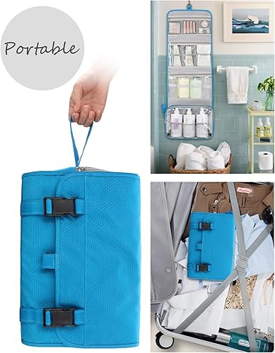 Miniatura 98 de Neceser colgante de viaje para hombres y mujeres, kit de viaje, bolsa de afeitar, impermeable, organizador de maquillaje para baño, ducha, azul